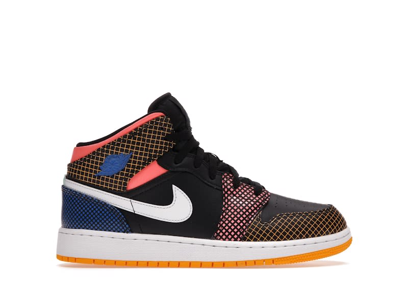 SP14312 Jordan 1 Mid MMD Multi-Color Grid (GS)