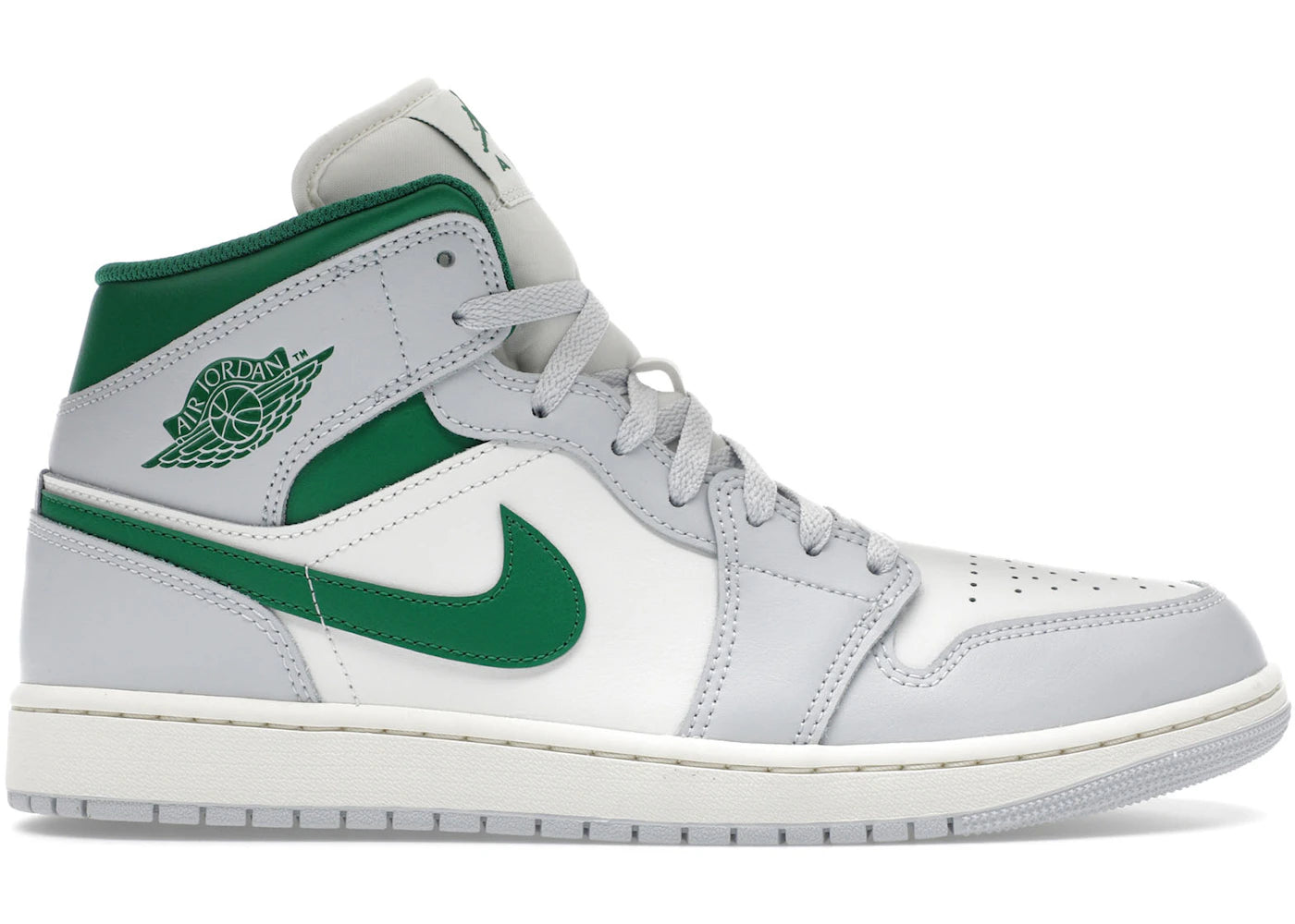 SP1130 Jordan 1 Mid White Pure Platinum Pine Green
