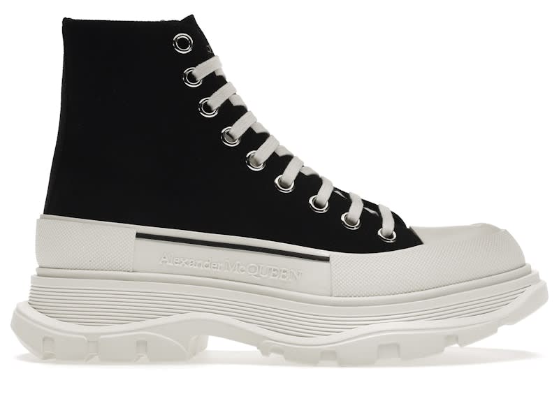SP9790 Alexander McQueen Tread Slick Lace Up Boot Black White