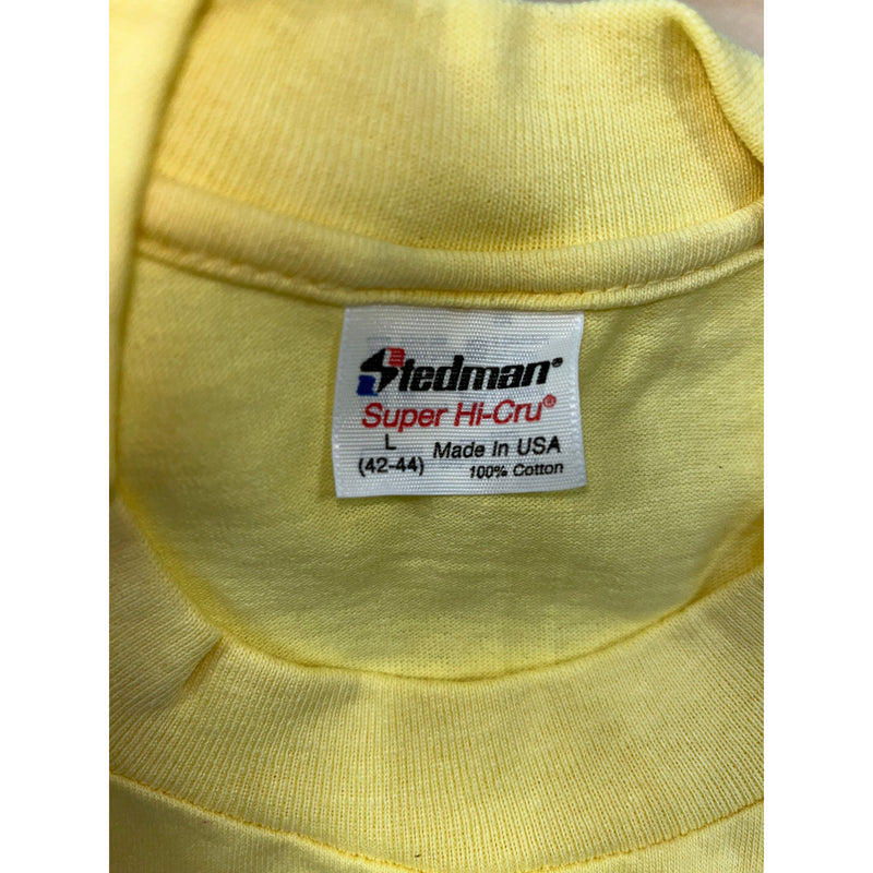 (80s) Sprint Car Dirt Track Mail Racing Pun Yellow T-Shirt L