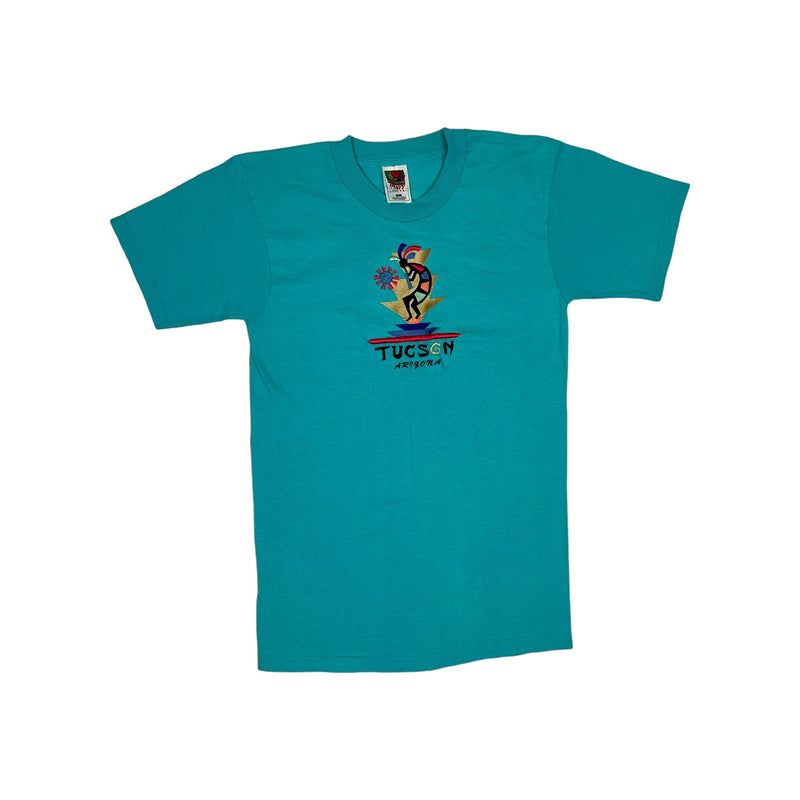 (90s) Tucson Arizona Tribal Embroidered Teal T-Shirt