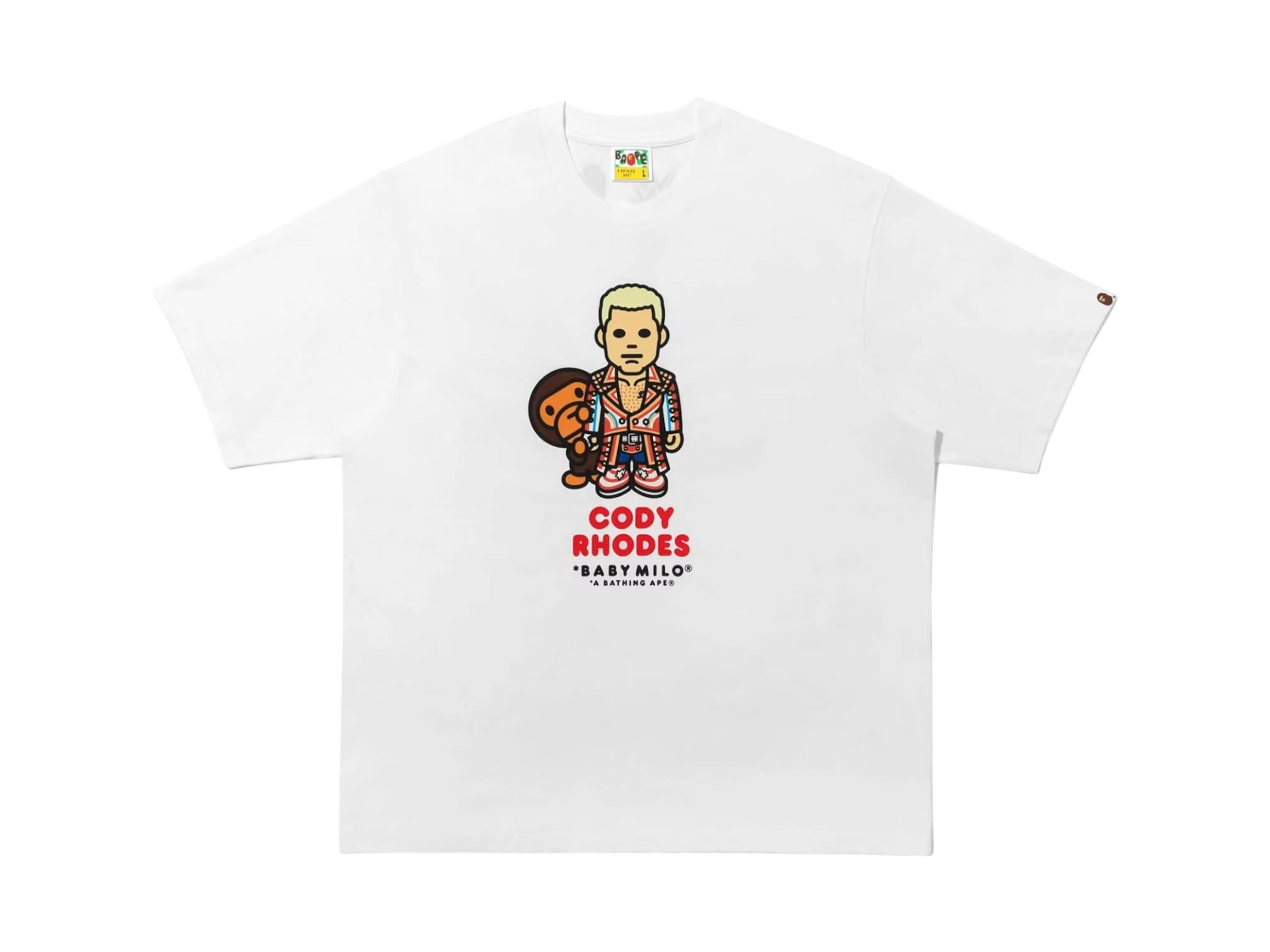 SP15611 BAPE x Fanatics x WWE Cody Rhodes Baby Milo Relaxed Fit Shirt White