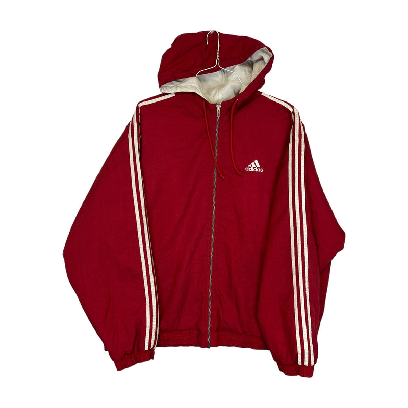 (90s) Adidas Red Striped Heavy Quilted Jacket