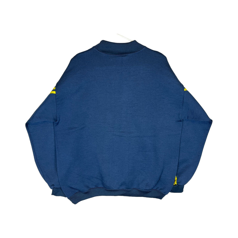 (90s) Adidas Navy Blue/Neon Essential Crewneck