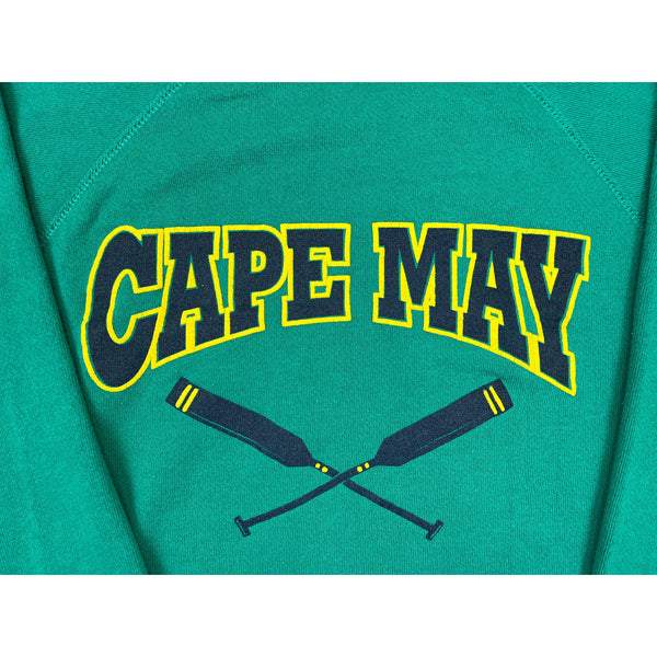 (80s) Cape May New Jersey Nautical Kelly Green Crewneck
