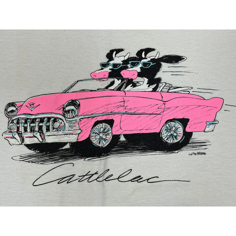 (1988) Cattlelac 2 Cows Pink Cadillac Funny T-Shirt