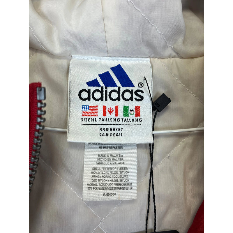 (90s) Adidas Red Striped Heavy Quilted Jacket