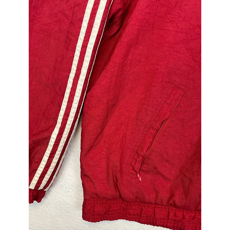 (90s) Adidas Red Striped Heavy Quilted Jacket