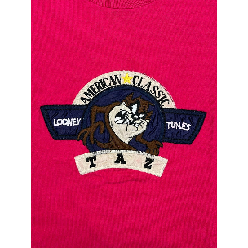 (90s) Looney Tunes Tazmanian Devil Embroidered Pink T-Shirt