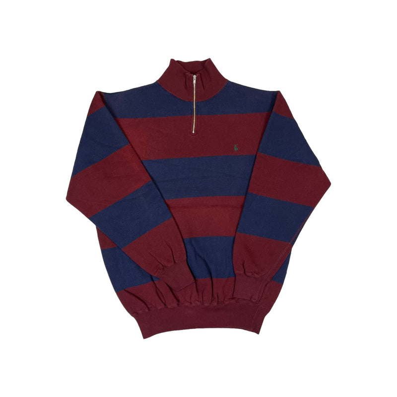 (90s) Polo Ralph Lauren 1/4 Zip Striped Sweatshirt