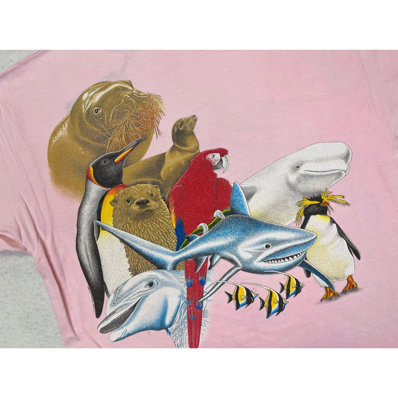 (90s) Wildlife Sea World / Bonita Beach Flordia Pink T-Shirt