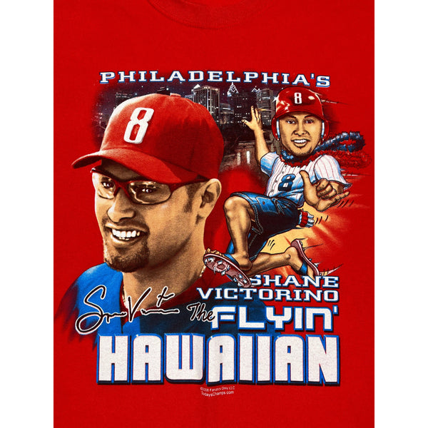 (2008) Shane Victorino Phillies Flyin' Hawaiian Caricature T-Shirt