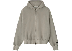 Fear of God Essentials Embroidered Classic Full Zip Hoodie Smoke Grey