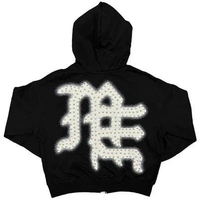 SP4874 Mixed Emotions Black 'End' Rhinestone Hoodie