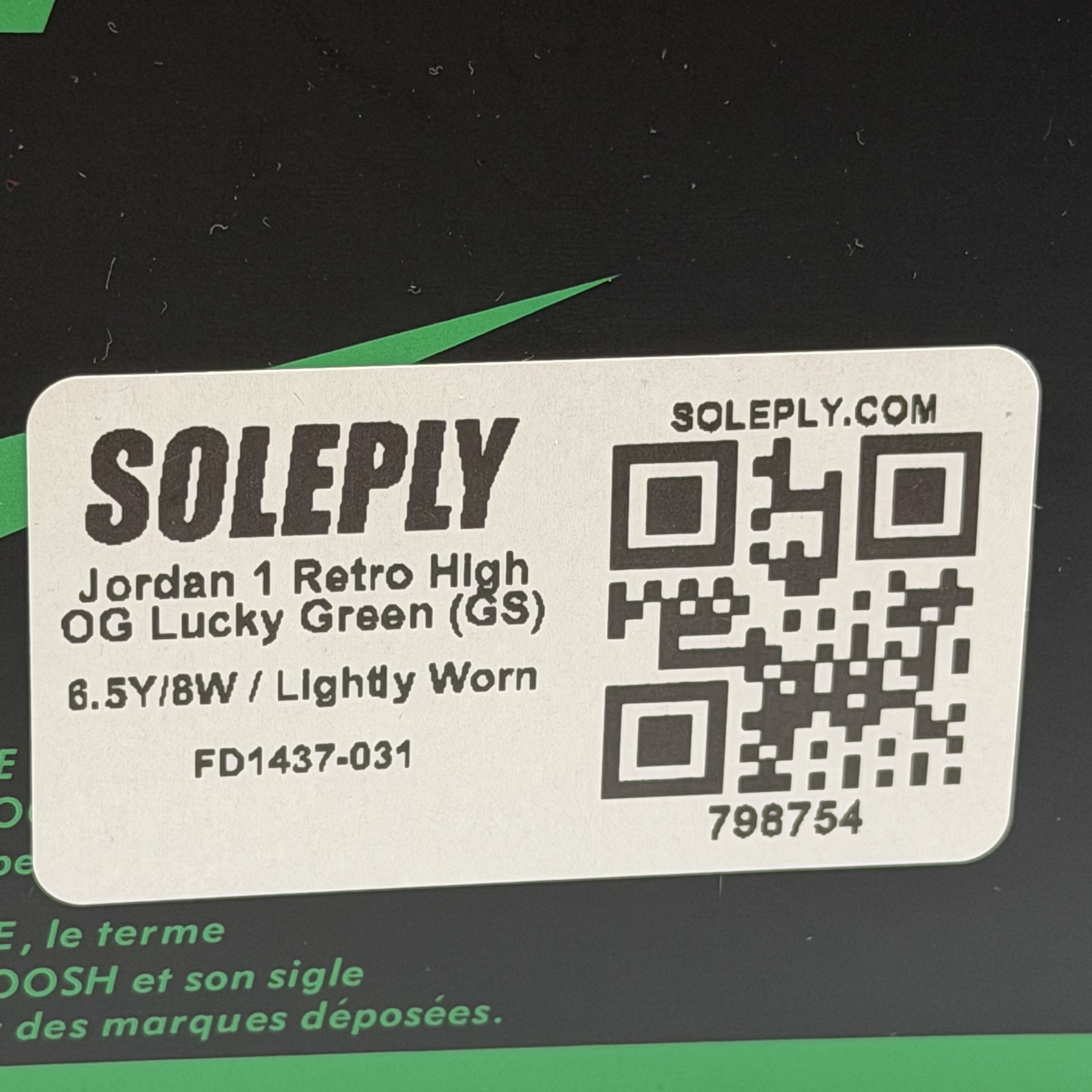 798754 Jordan 1 Retro High OG Lucky Green (GS)