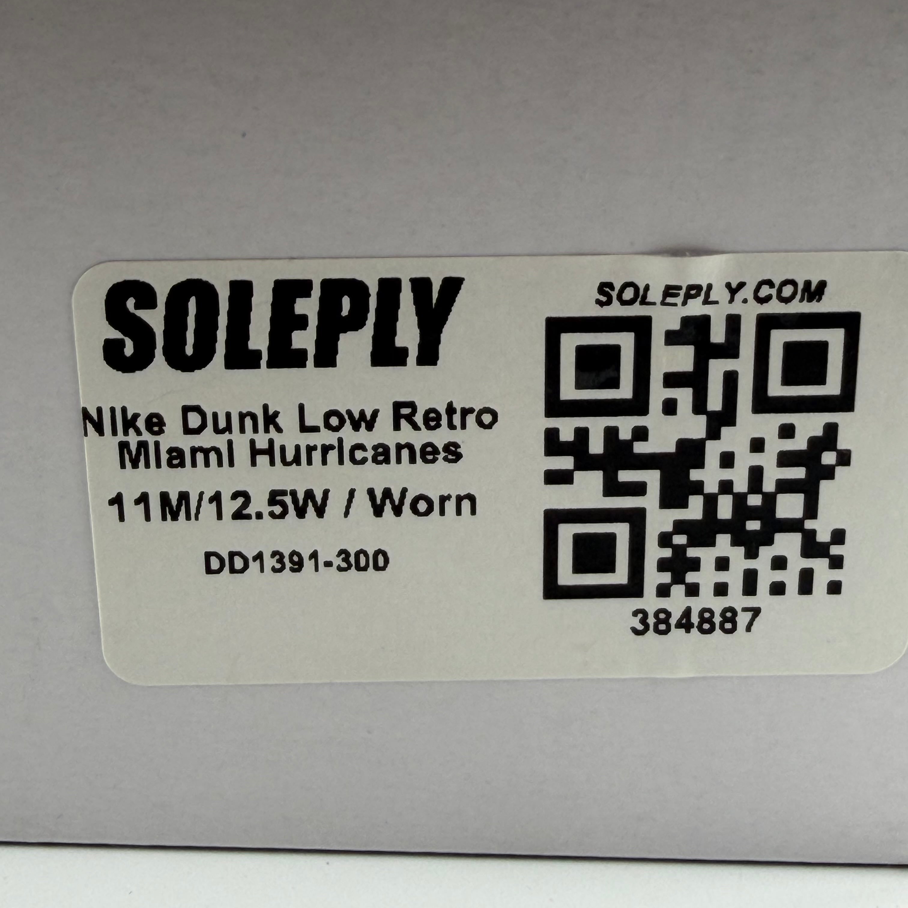 384887 Nike Dunk Low Retro Miami Hurricanes