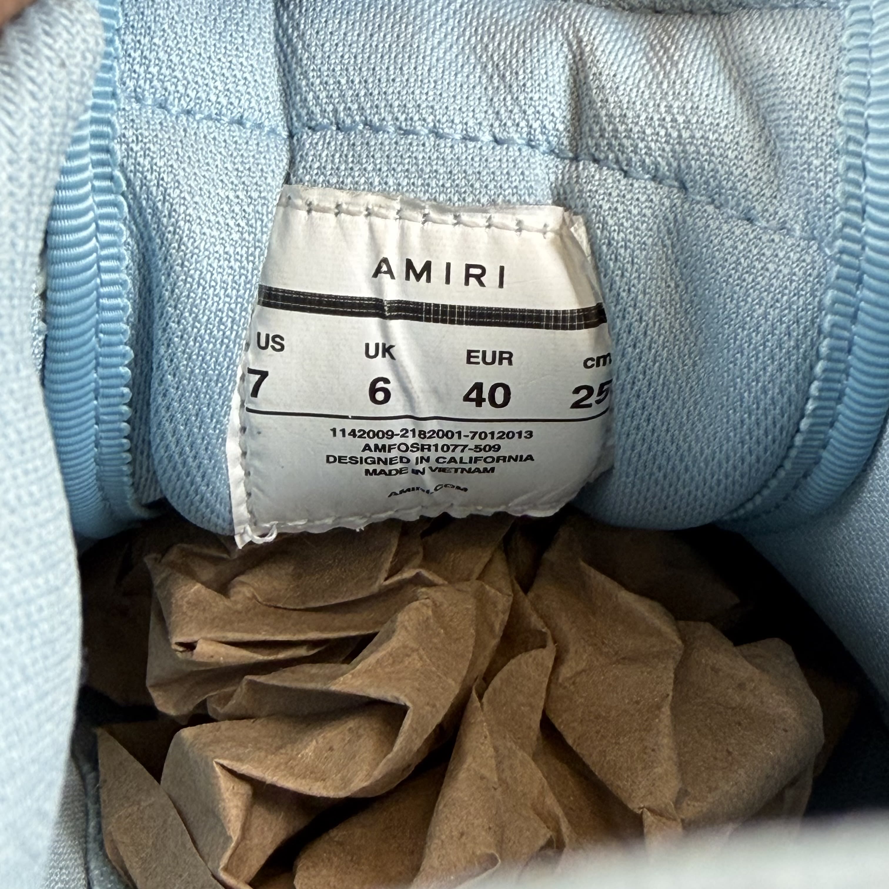 SP12495 AMIRI Skel Top Low Varsity Ocean Sky