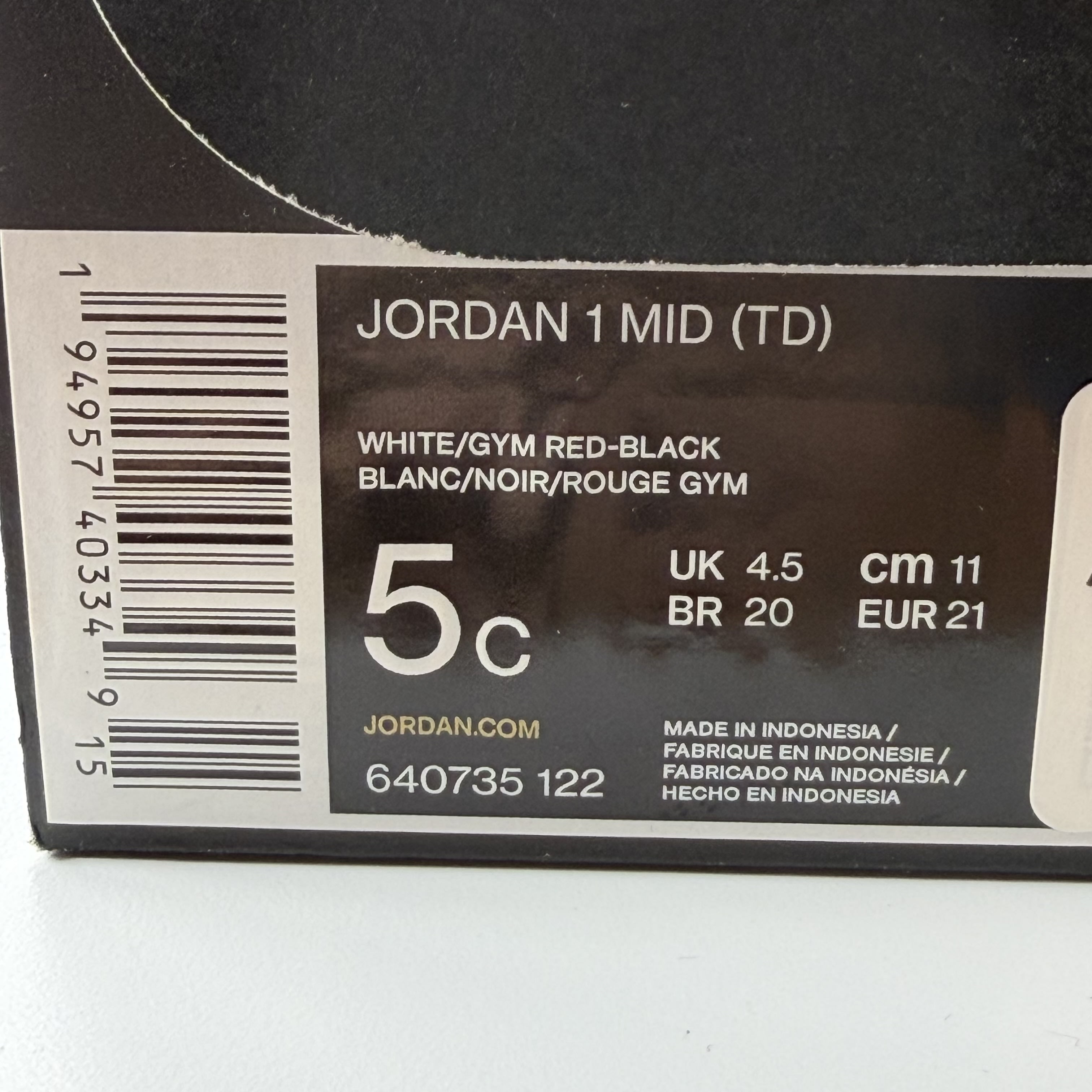 281795 Air Jordan 1 Mid TD 'Black Gym Red'