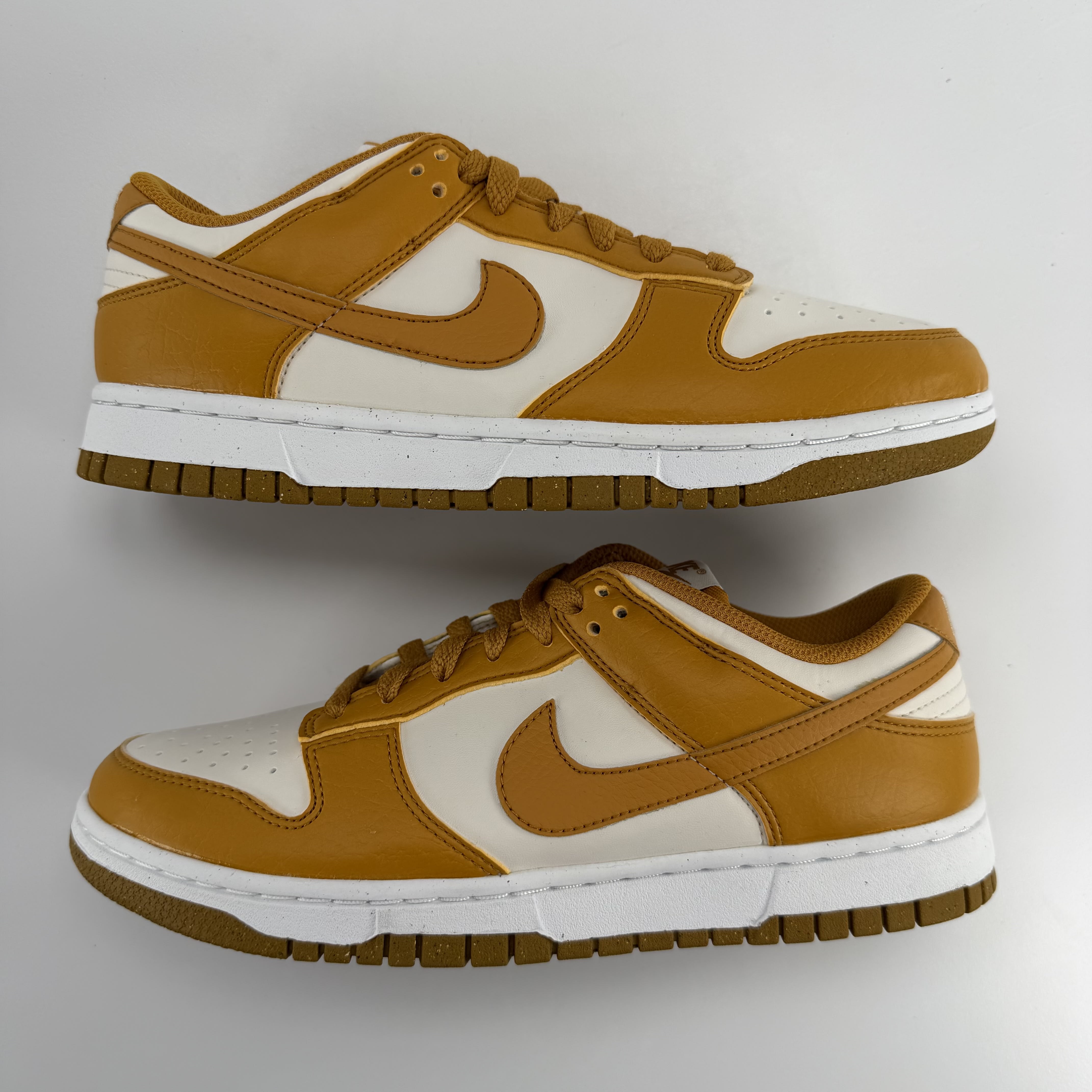 377187 Nike Dunk Low Next Nature Phantom Gold Suede (Women's)