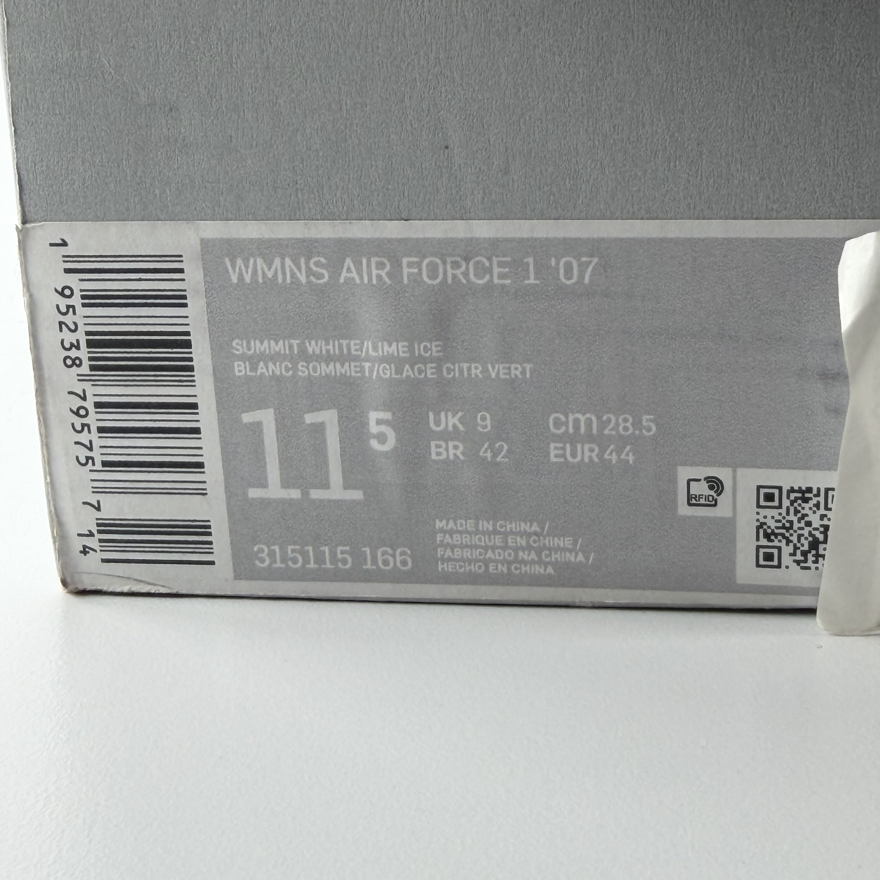 437140 Nike Air Force 1 Low '07 White Lime (Women's)