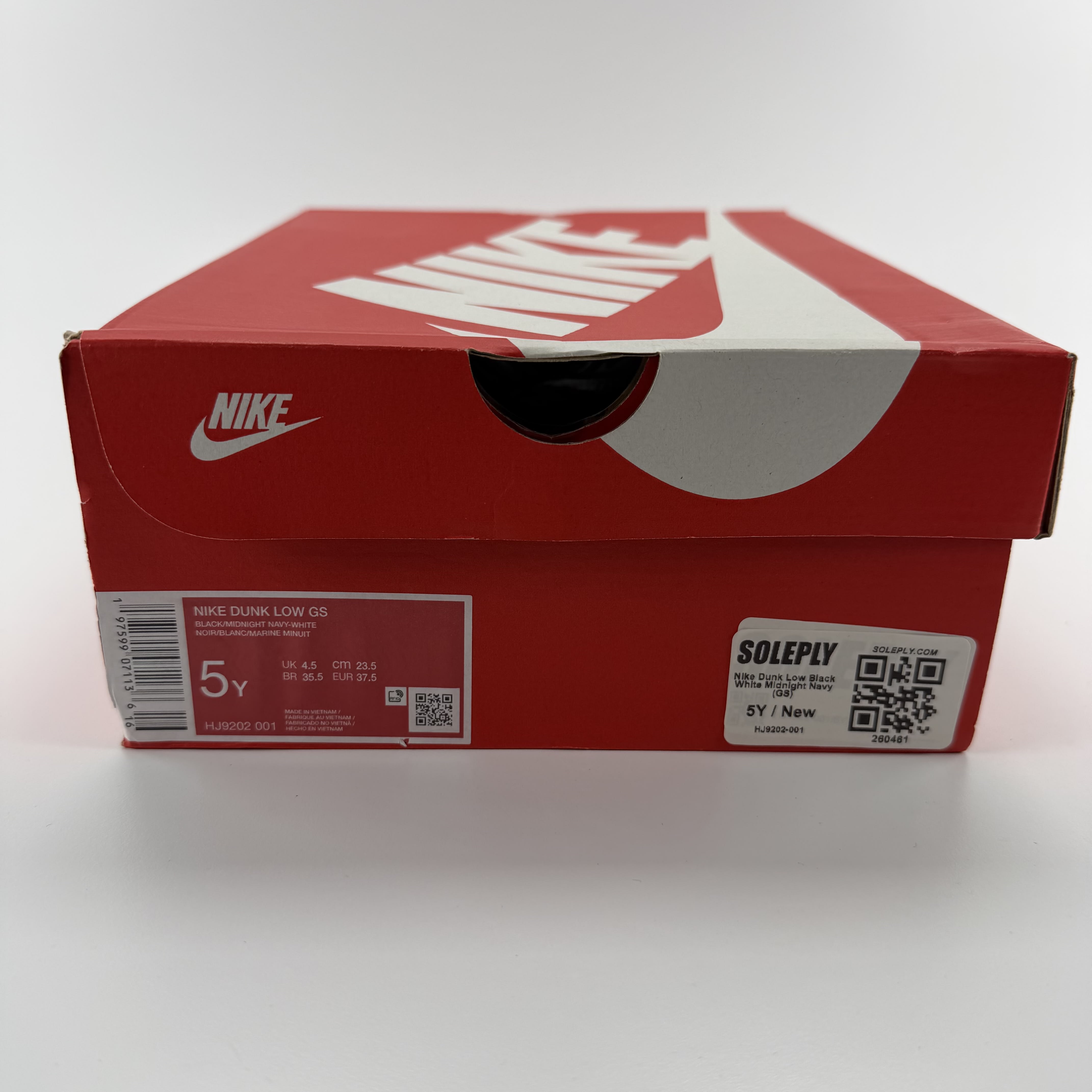 260461 Nike Dunk Low Black White Midnight Navy (GS)