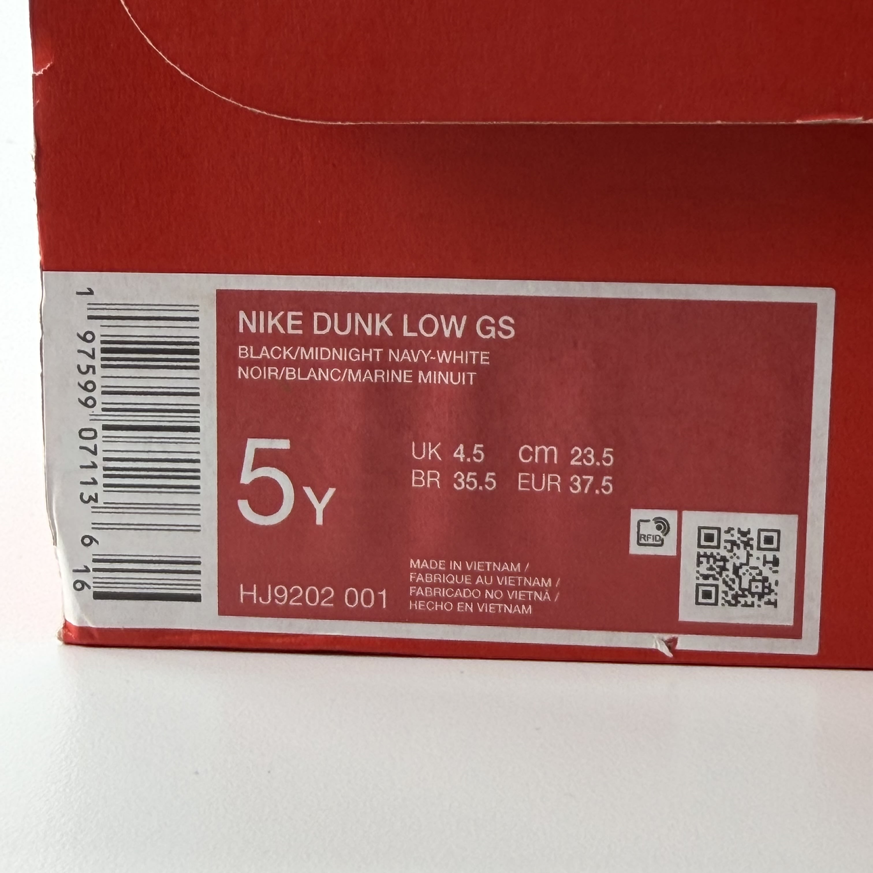 260461 Nike Dunk Low Black White Midnight Navy (GS)