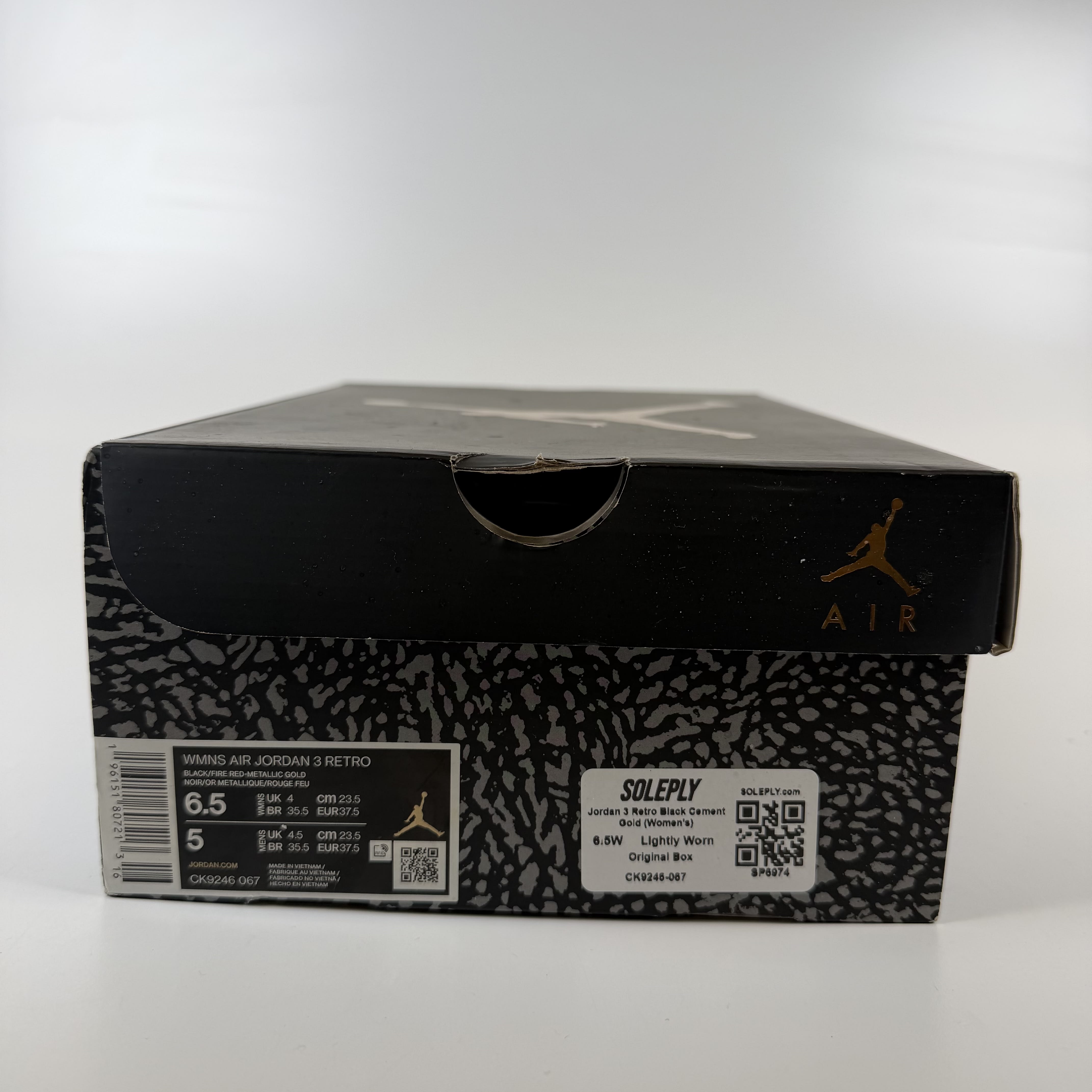 SP6974 Jordan 3 Retro Black Cement Gold (Women's)