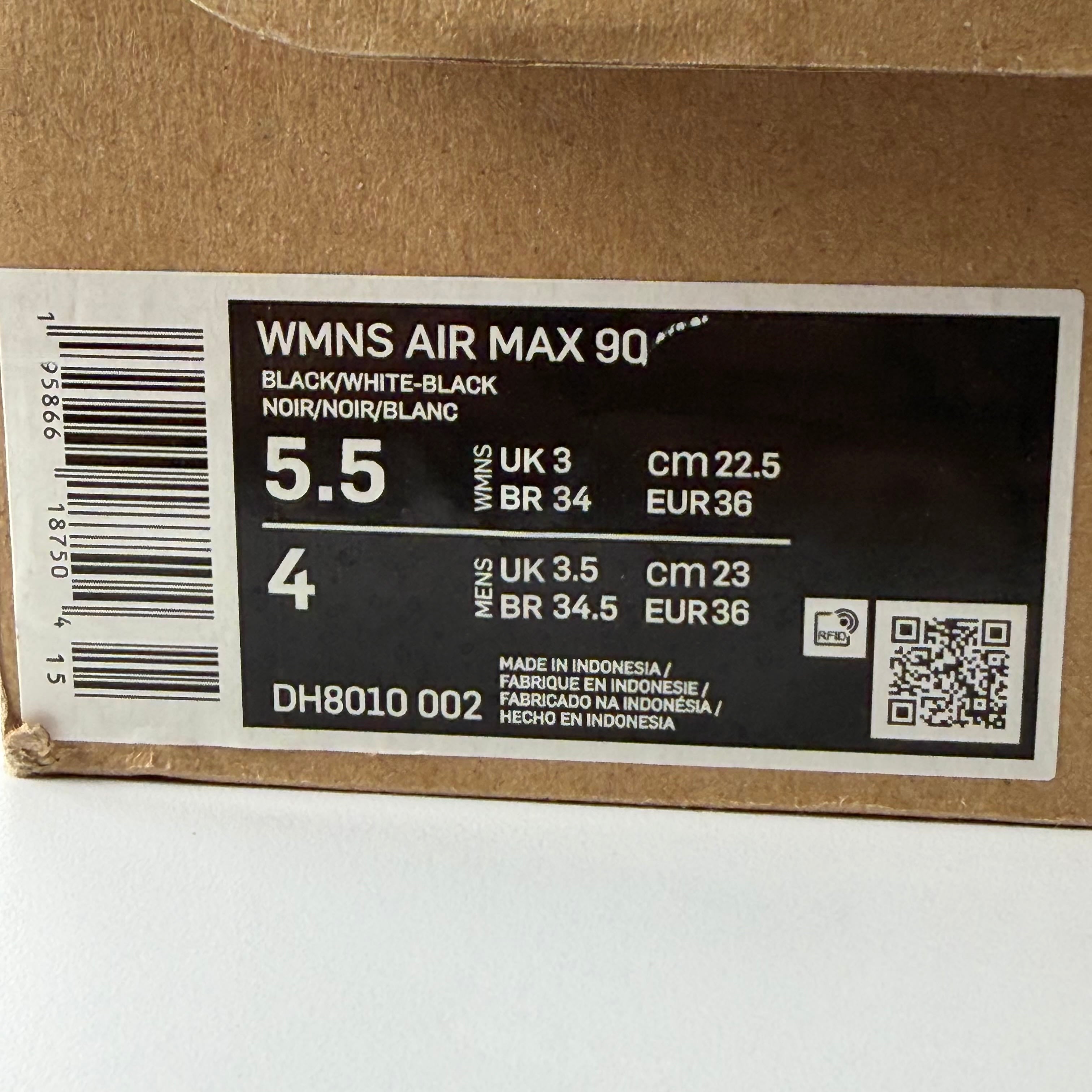 458935 Nike Air Max 90 Black White (Women's)