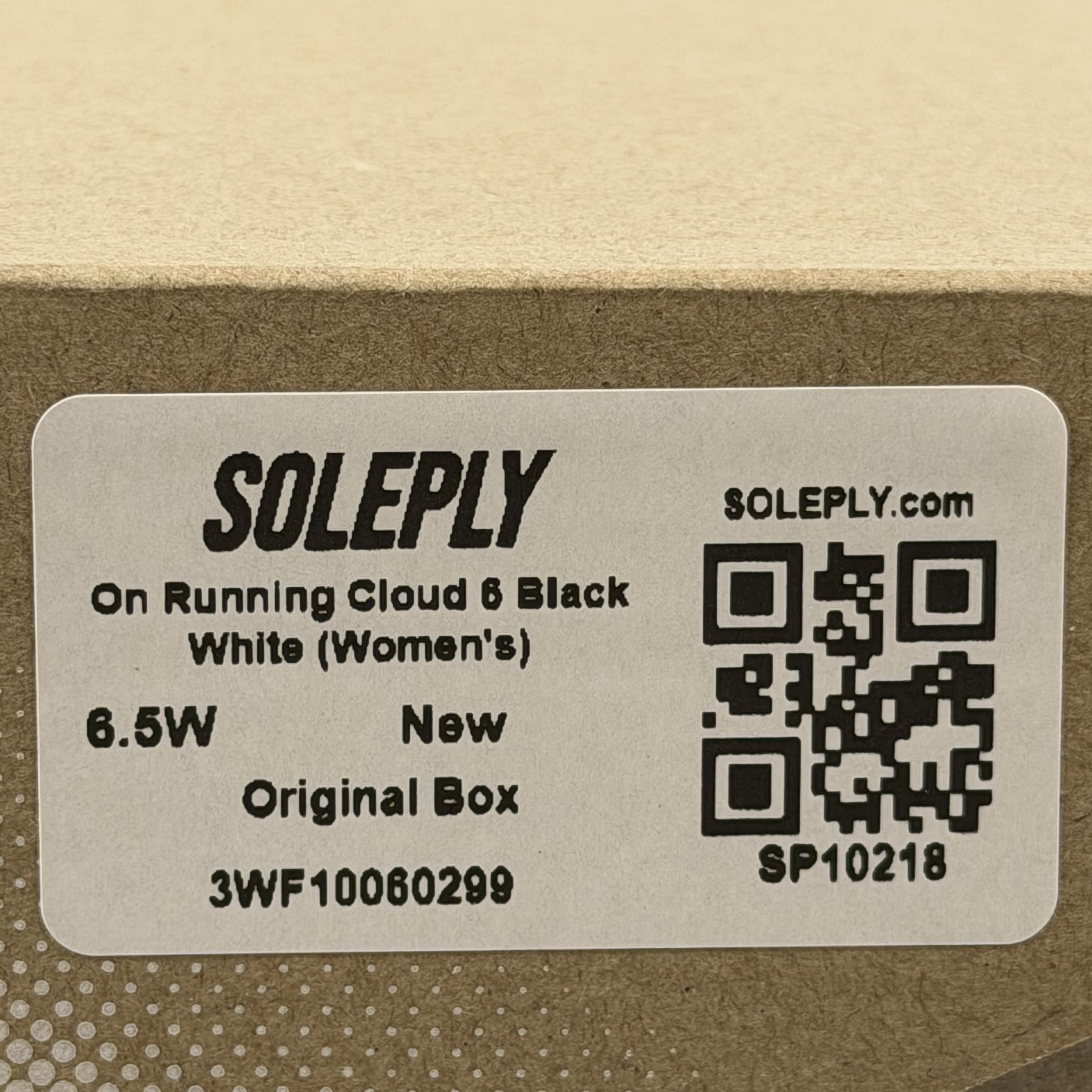 SP10218 On Running Cloud 6 Black White (Women's)
