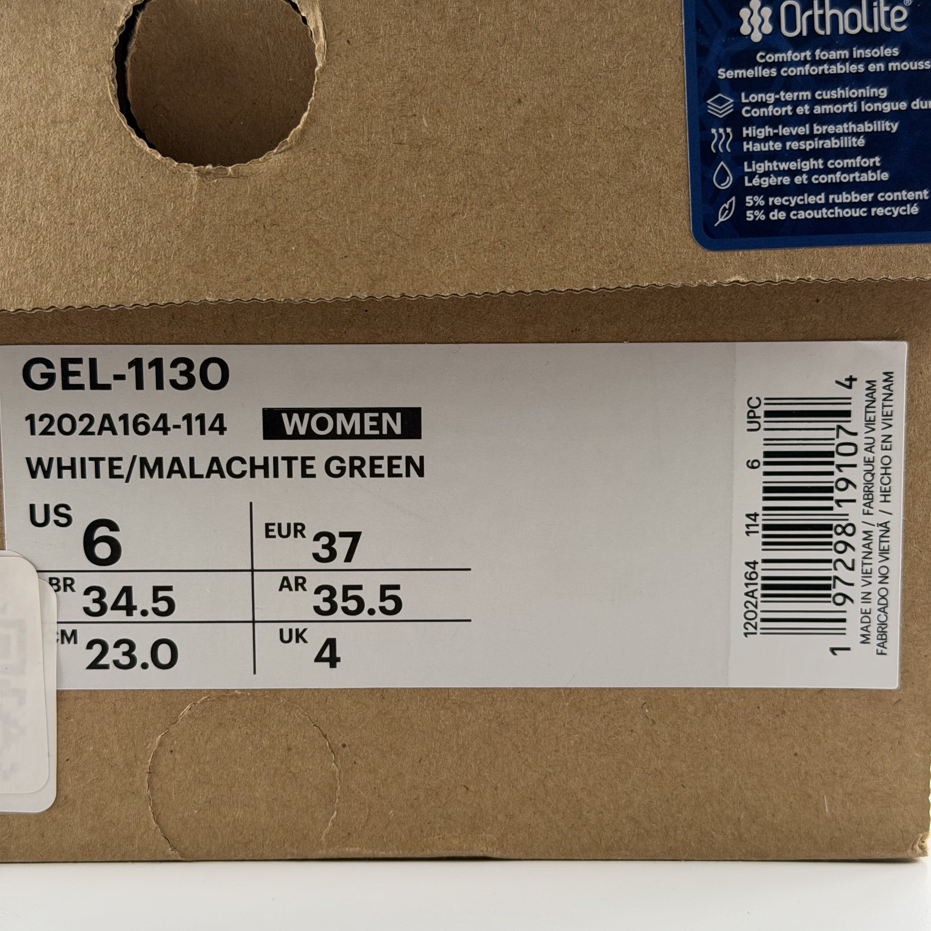 459674 ASICS Gel-1130 White Malachite Green Off White Midsole (Women's)