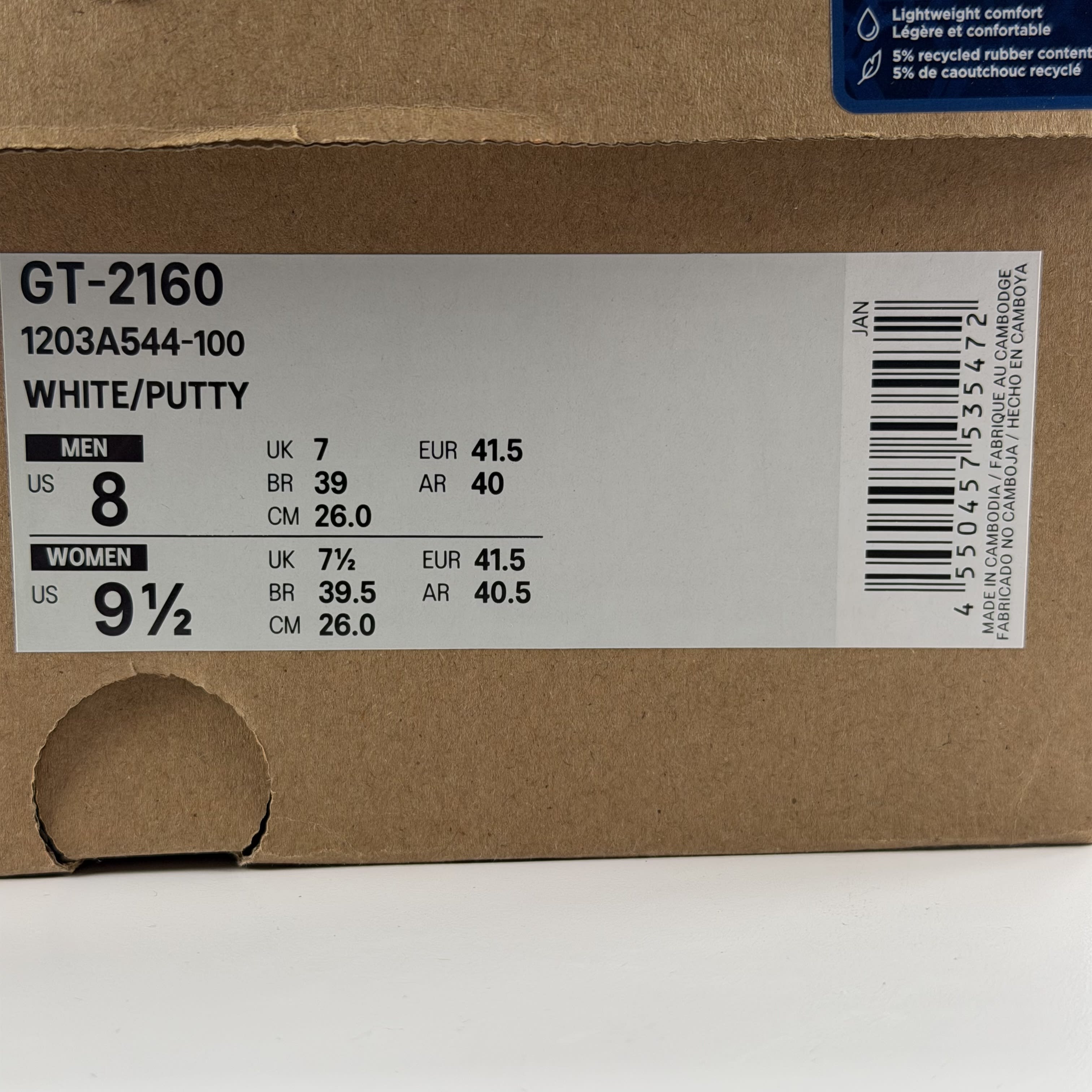 265756 ASICS GT-2160 White Putty