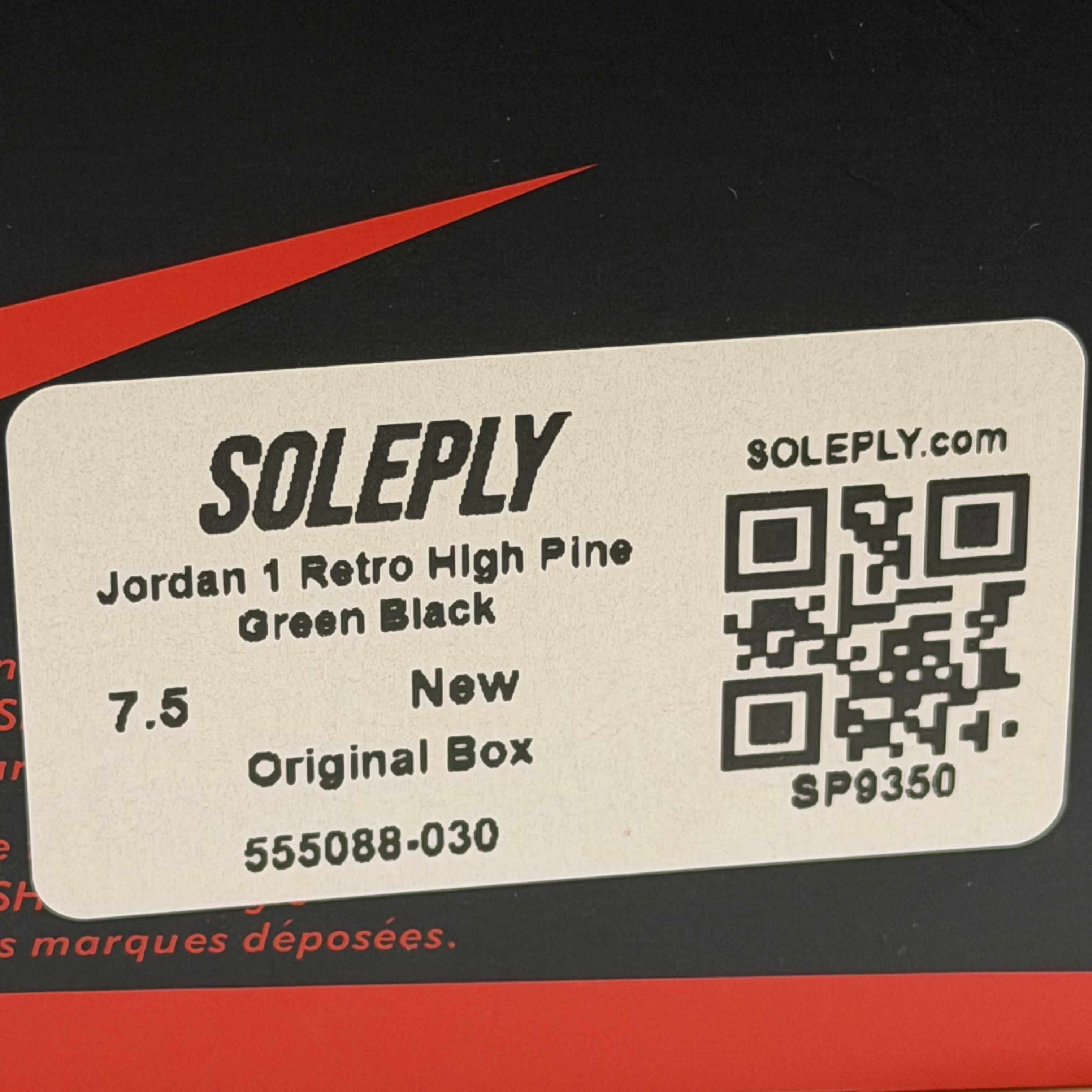 SP9350 Jordan 1 Retro High Pine Green Black