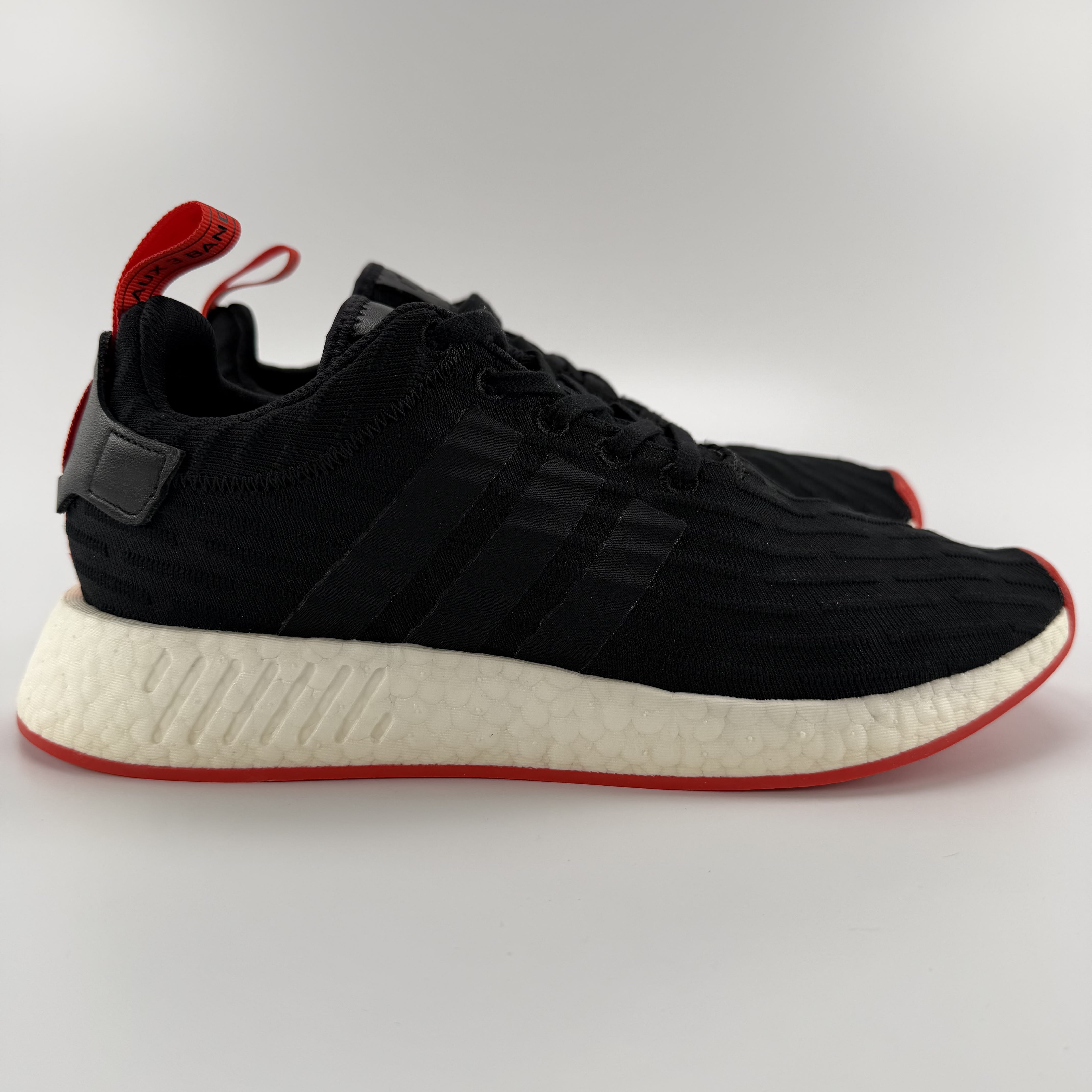 737199 adidas NMD R2 Core Black Red Two Toned