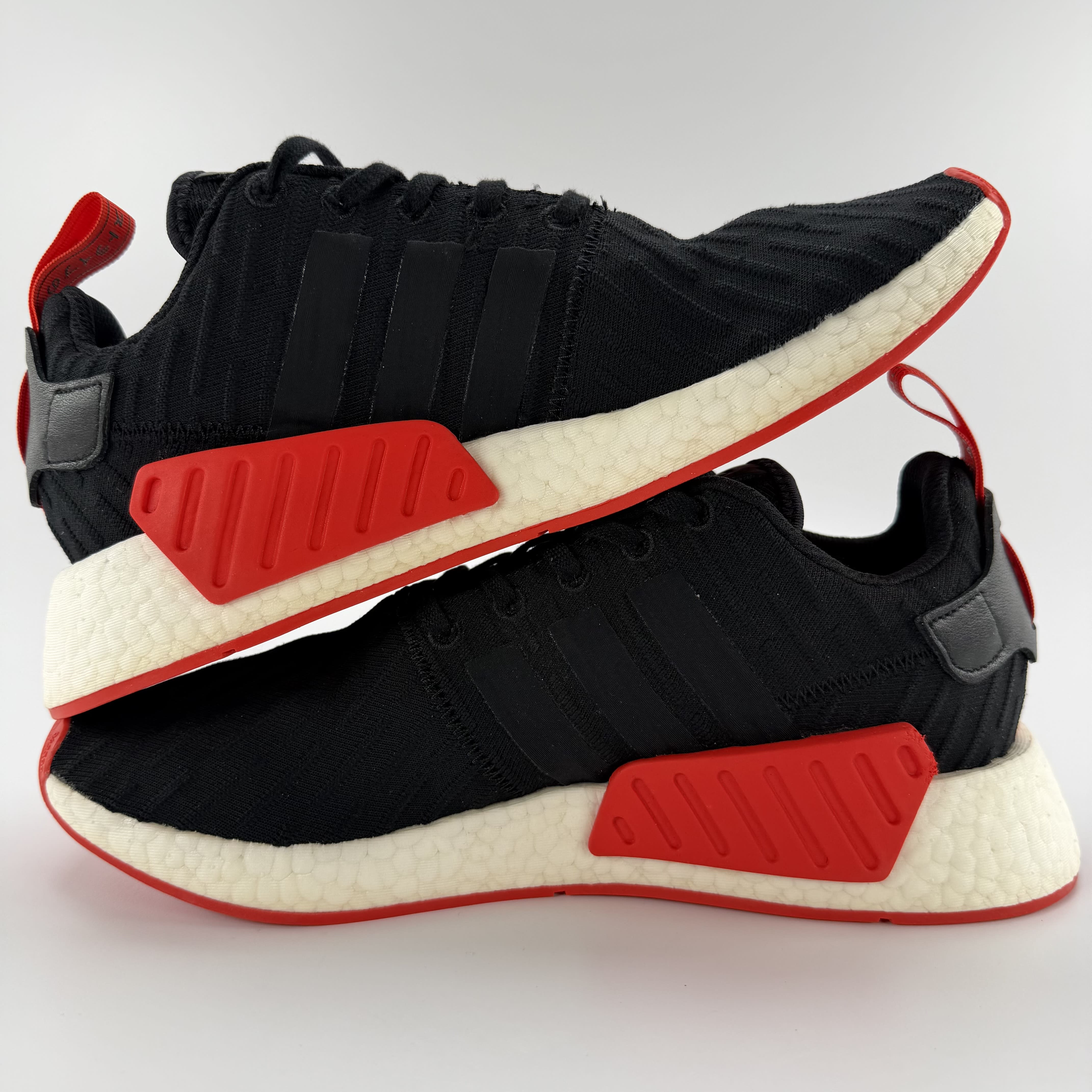 737199 adidas NMD R2 Core Black Red Two Toned