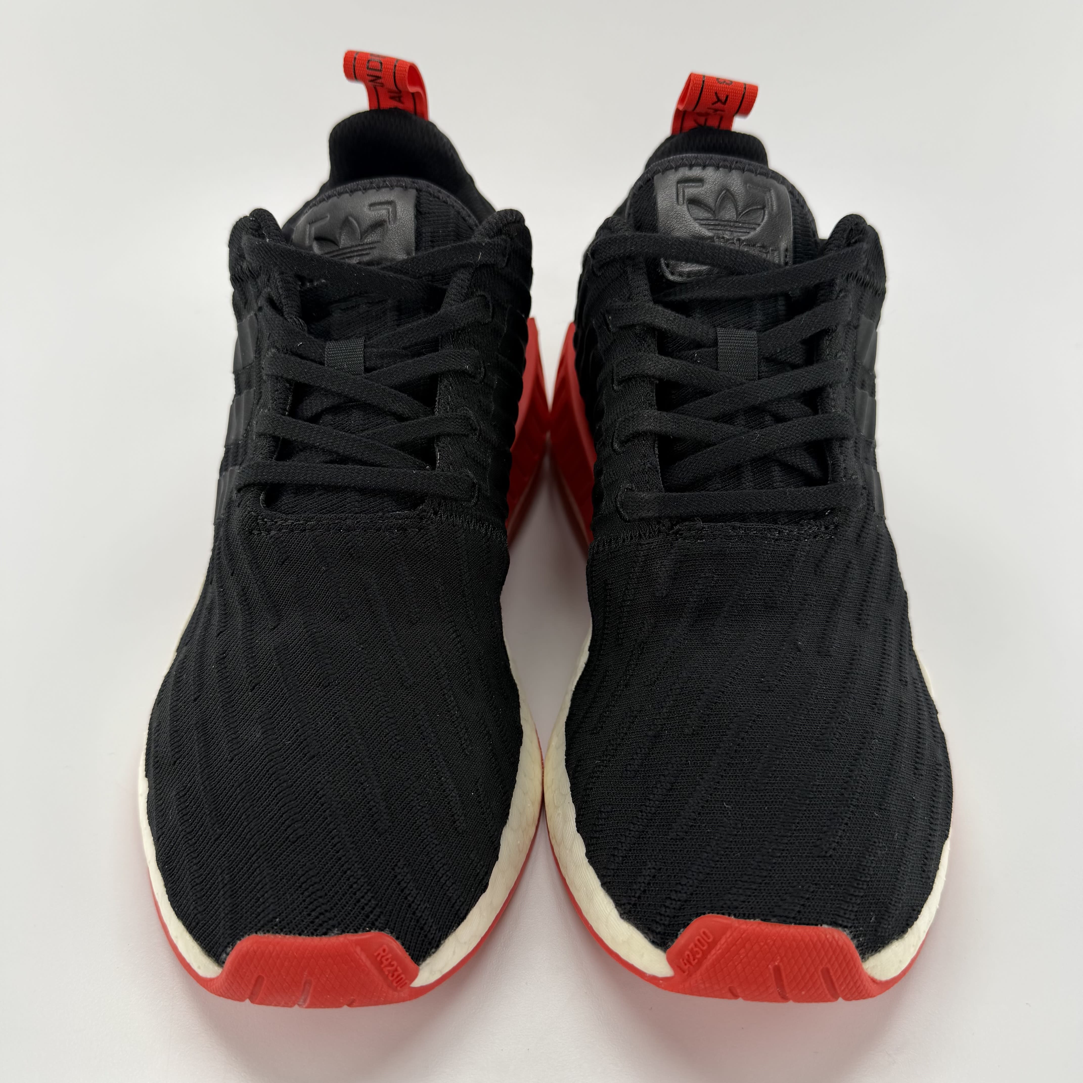 737199 adidas NMD R2 Core Black Red Two Toned