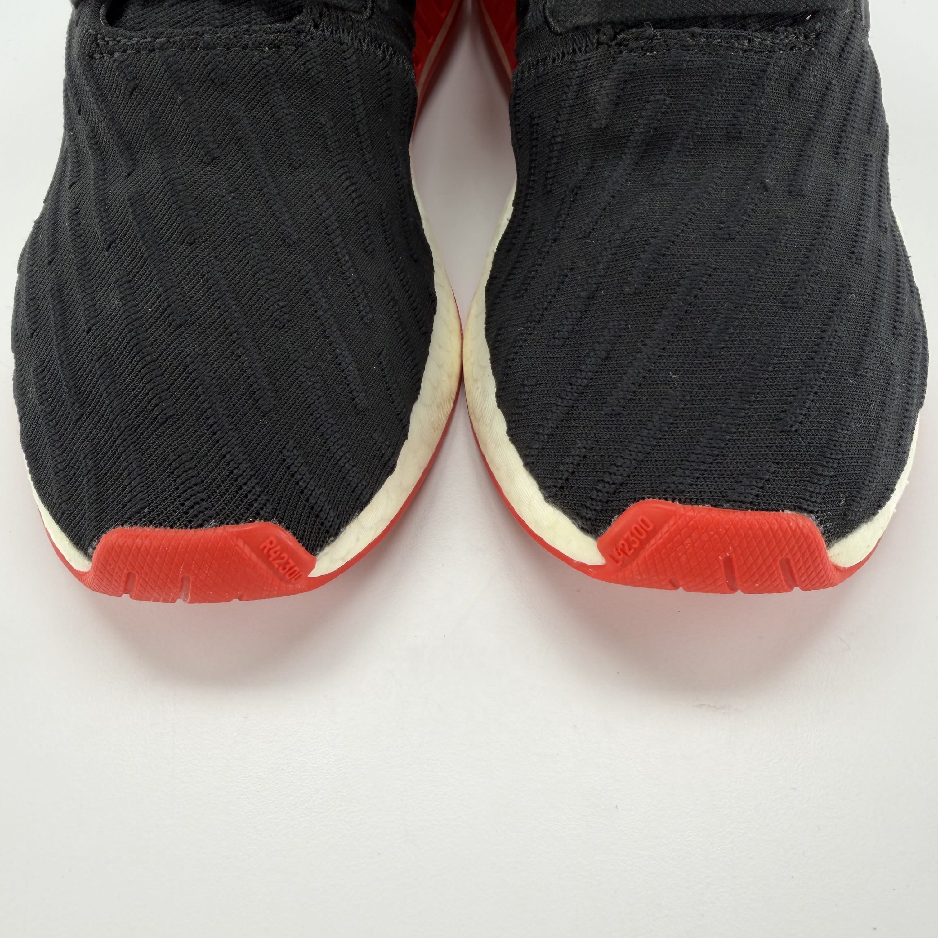737199 adidas NMD R2 Core Black Red Two Toned