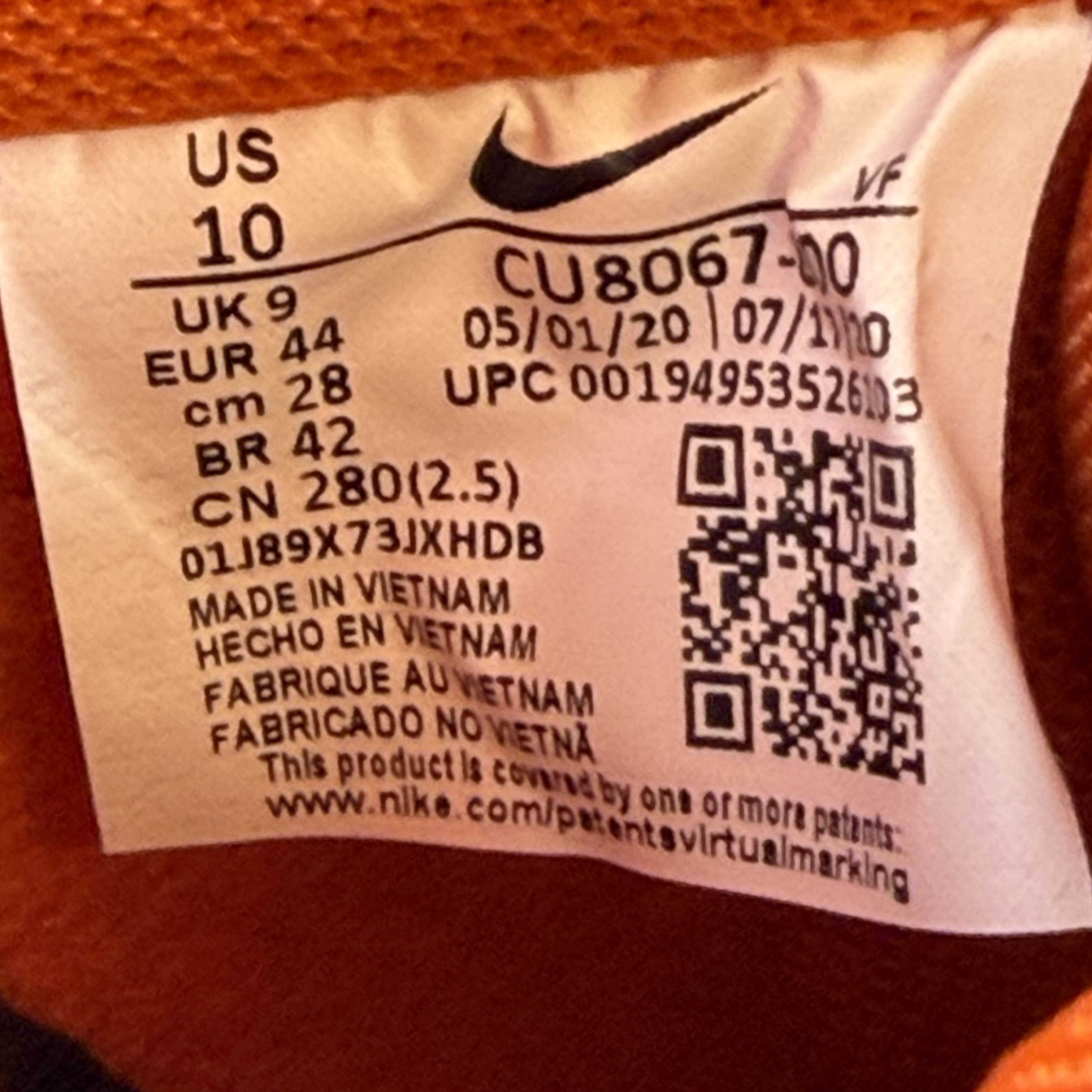 SP8058 Air Force 1 Low 'Orange Skeleton'
