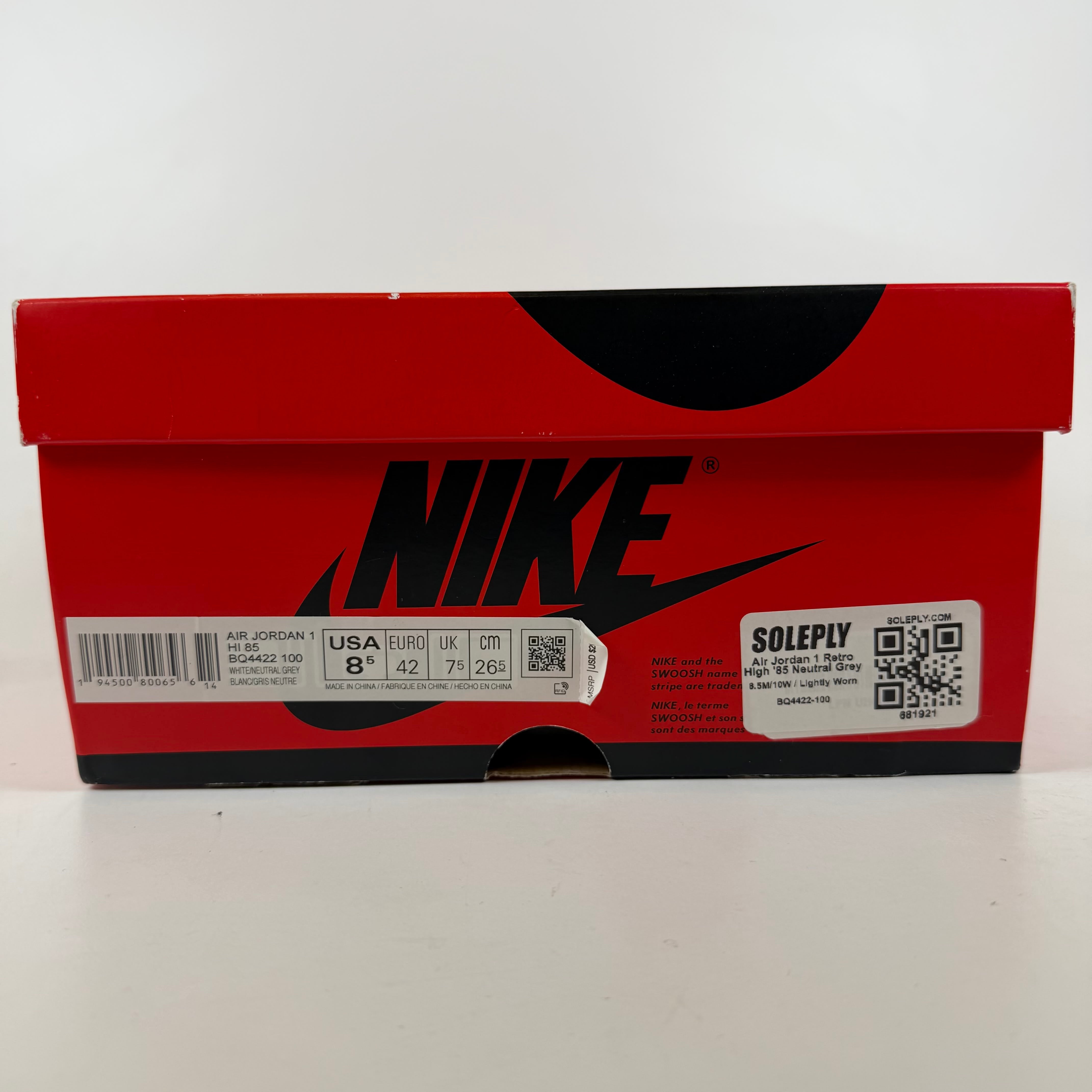 681921 Jordan 1 Retro High '85 Neutral Grey