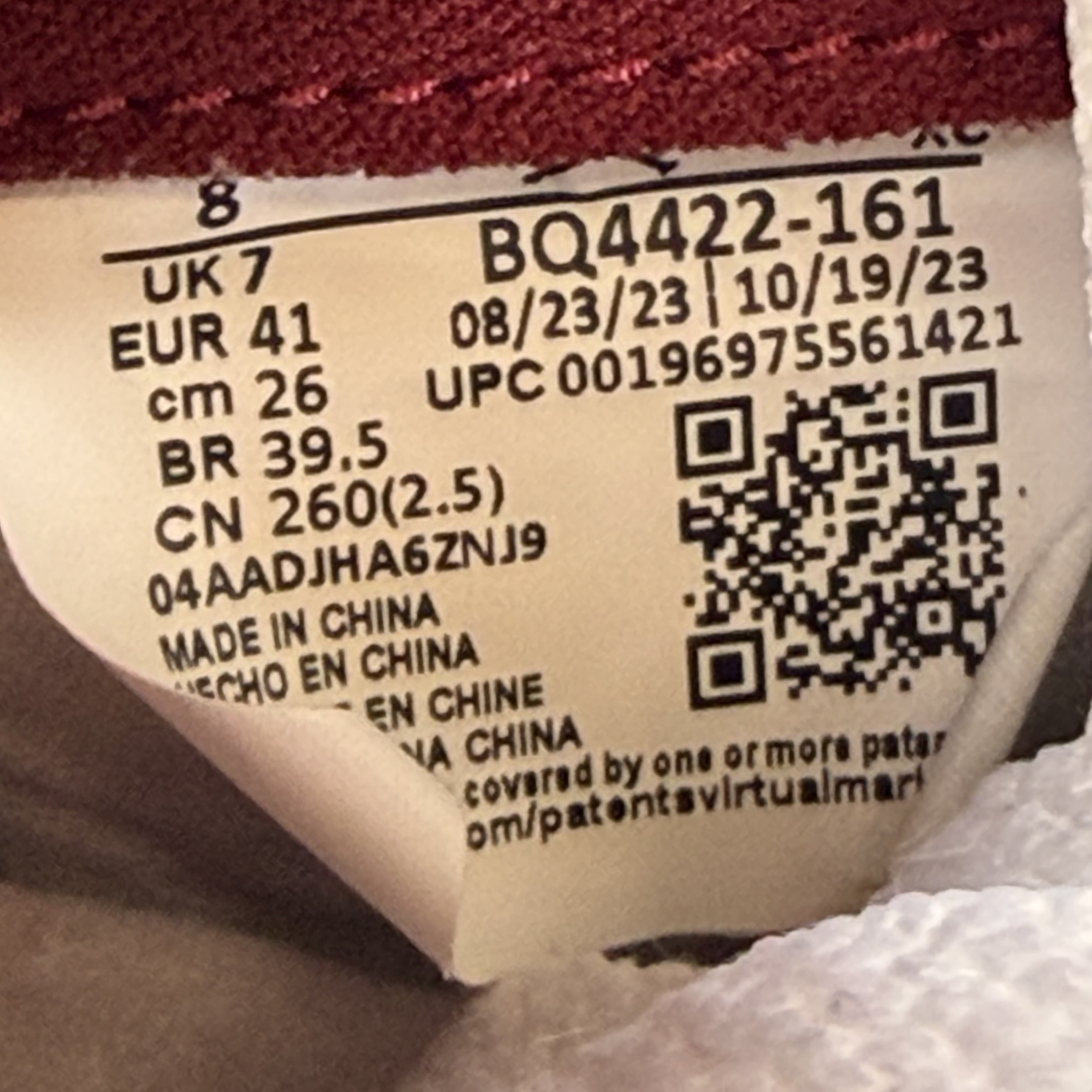 640998 Jordan 1 Retro High '85 OG Metallic Burgundy