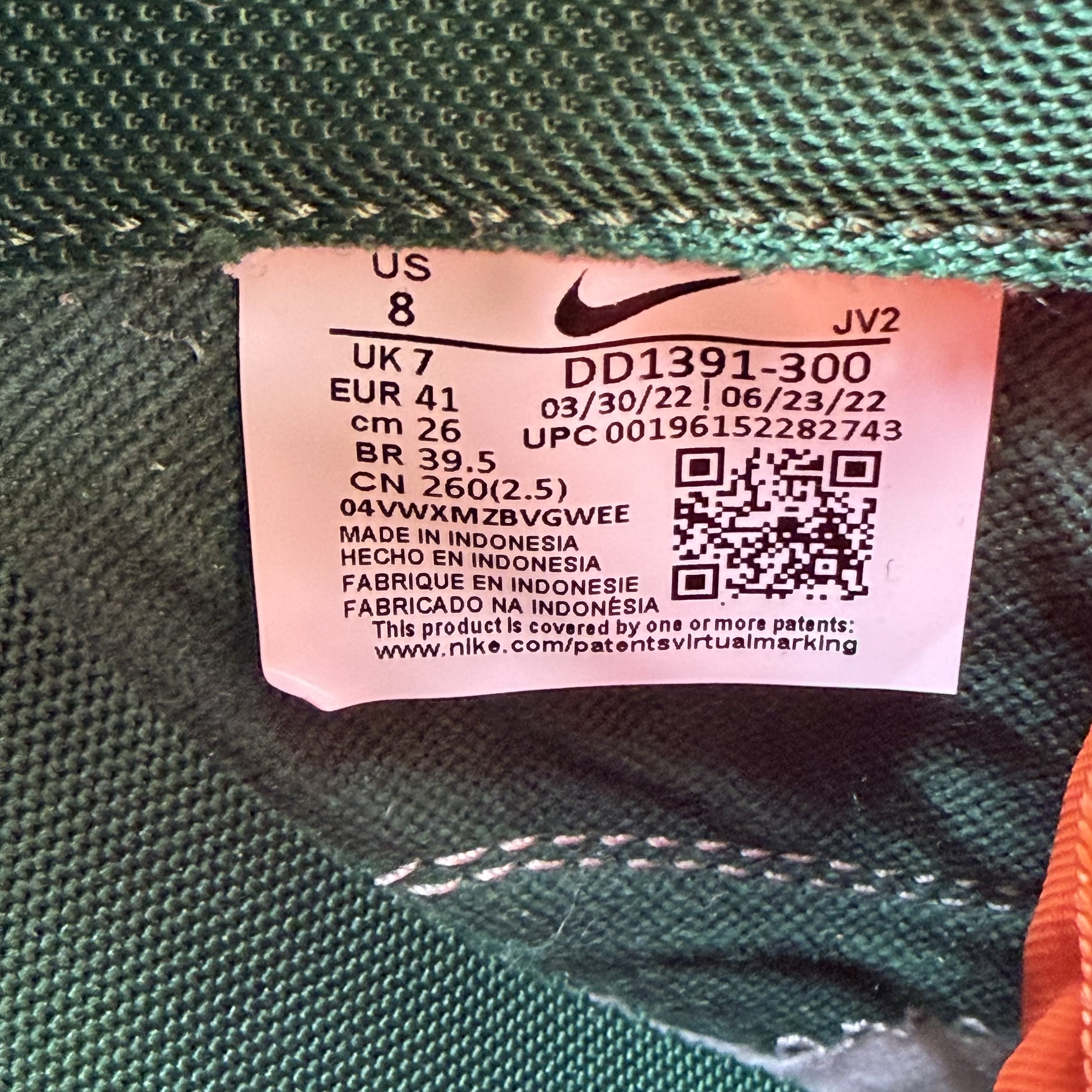 SP9008 Nike Dunk Low Retro Miami Hurricanes