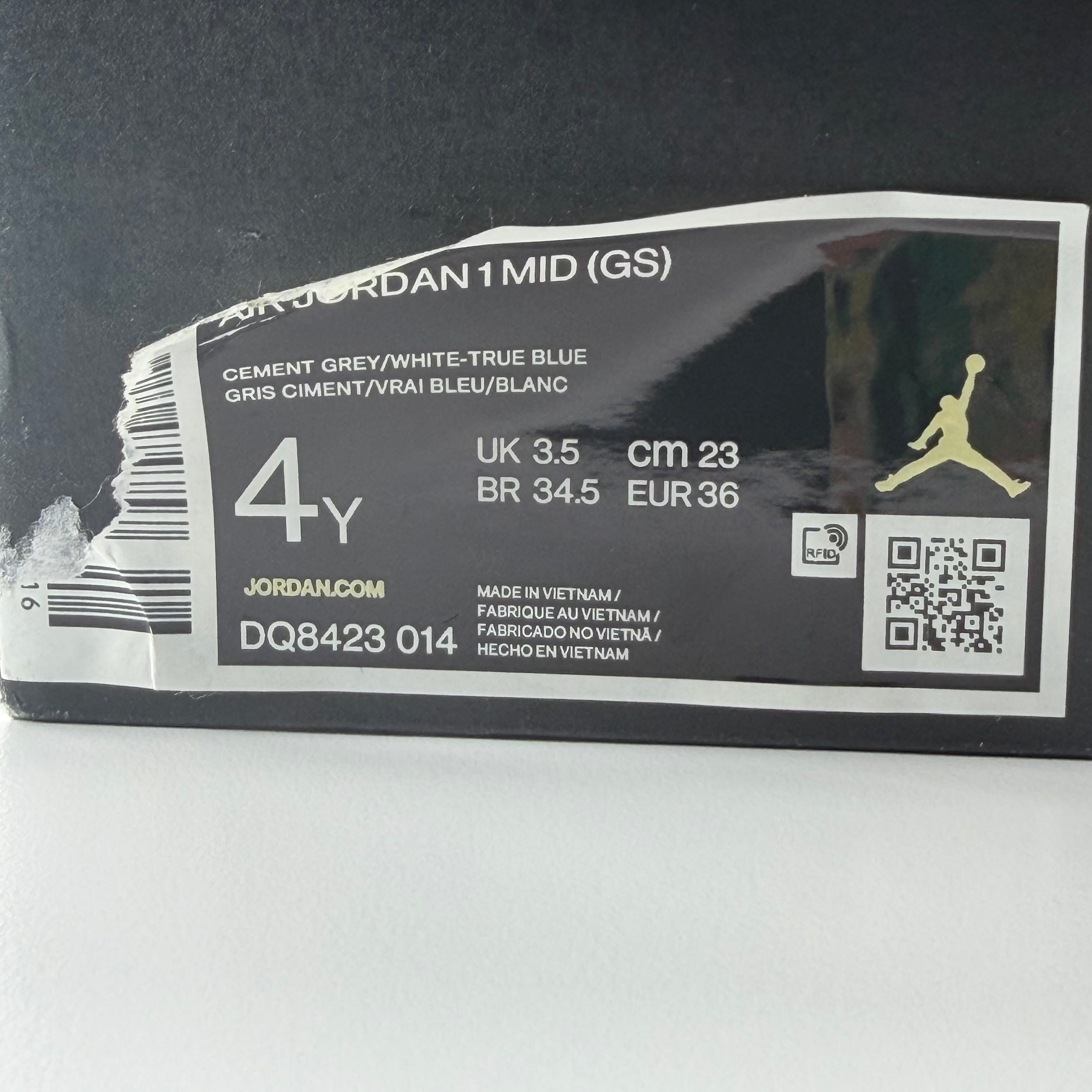 416492 Jordan 1 Mid True Blue Cement (GS)