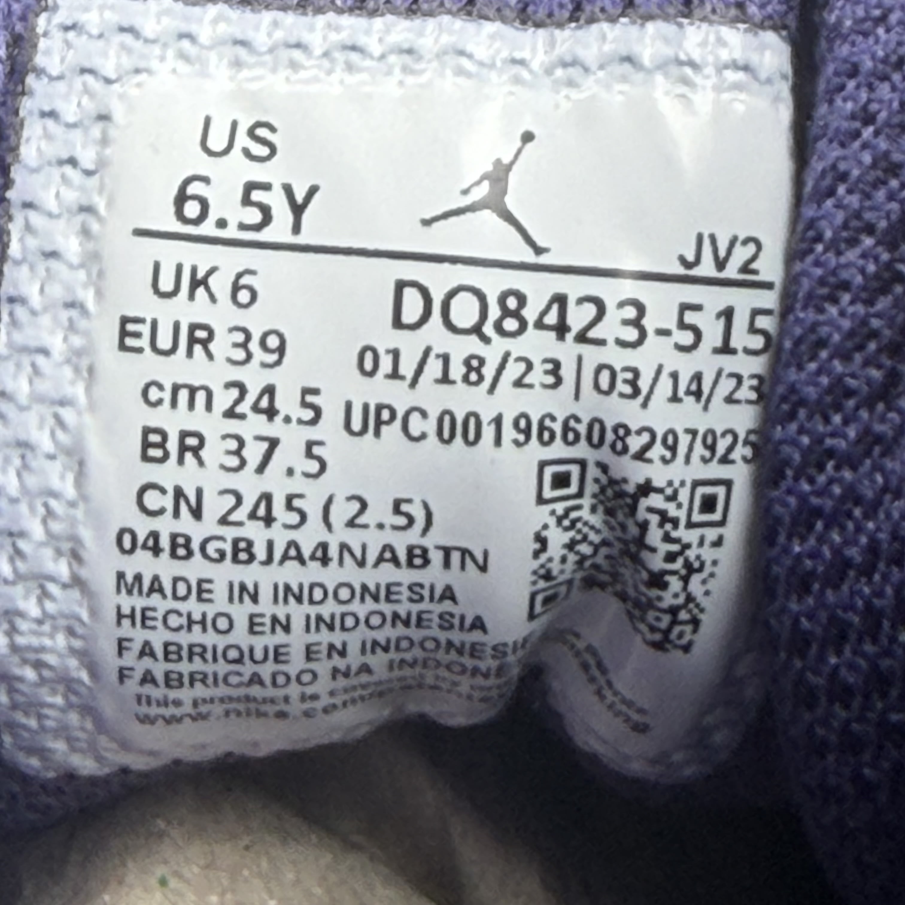 274552 Jordan 1 Mid White Sky J Purple (GS)