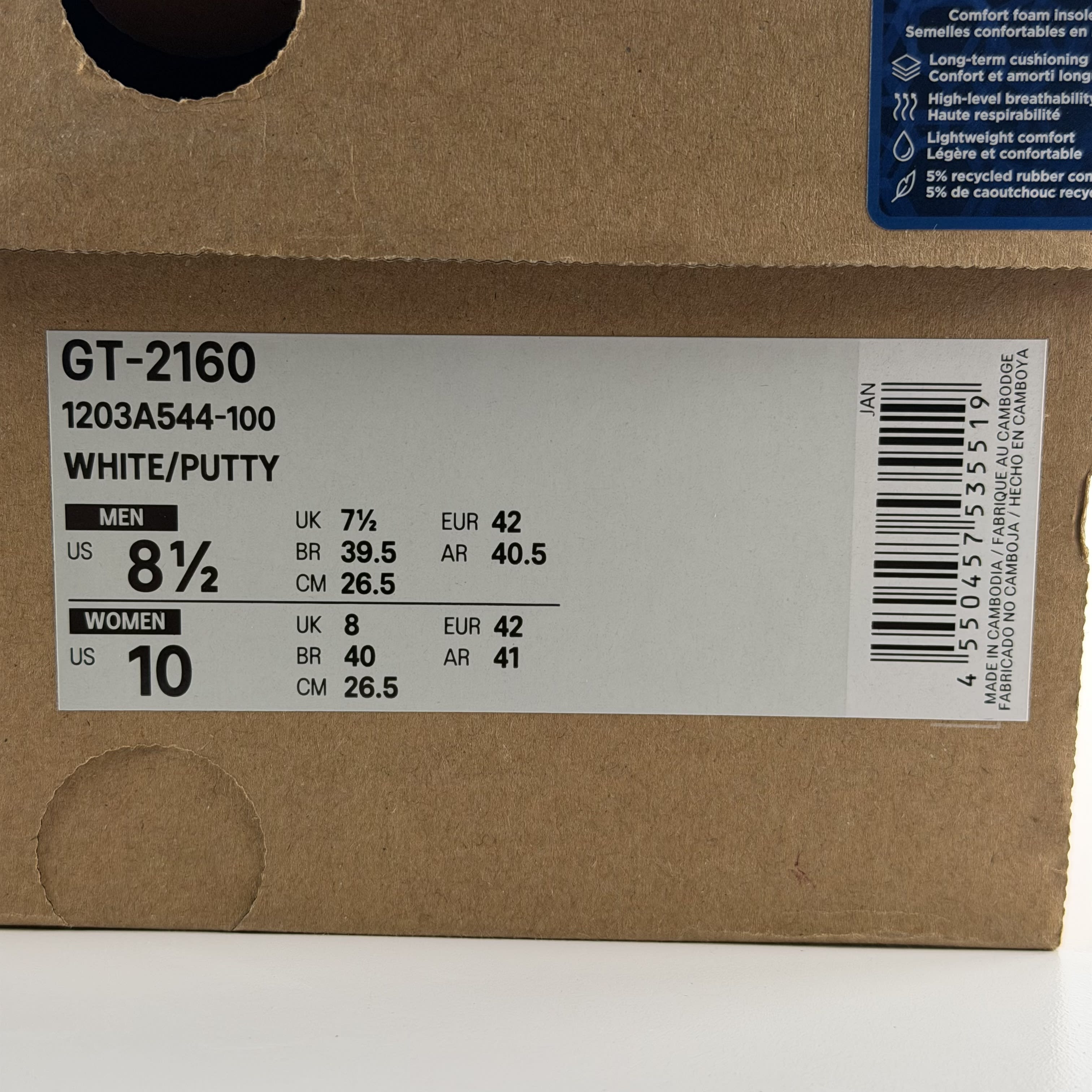 610613 ASICS GT-2160 White Putty