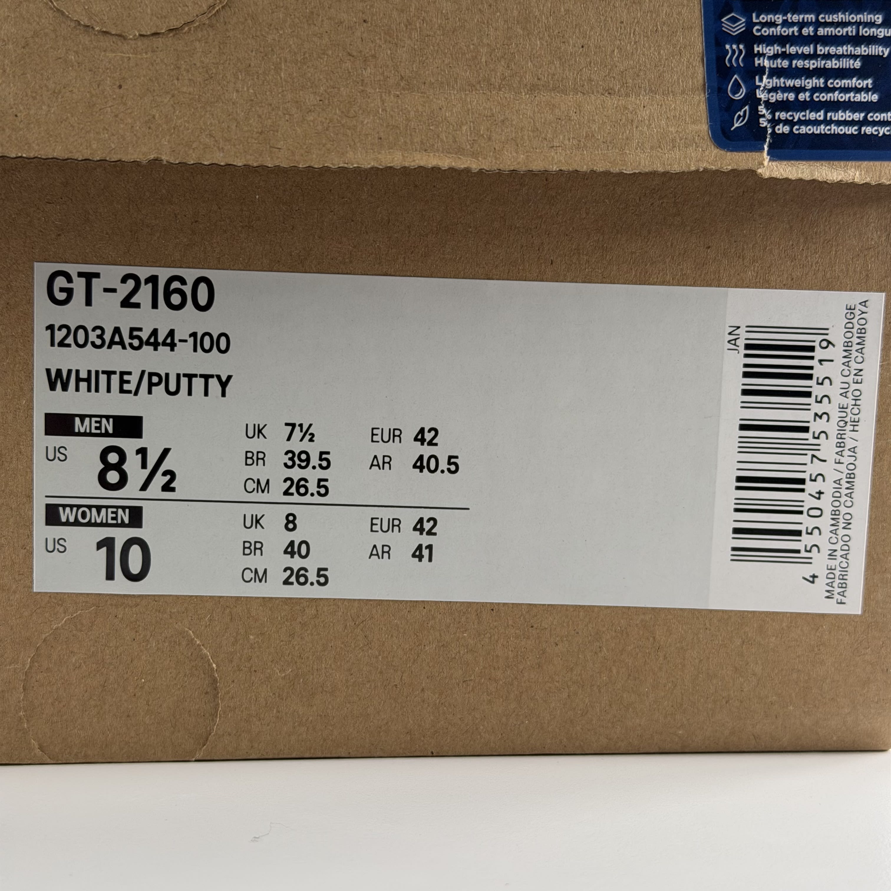 265776 ASICS GT-2160 White Putty