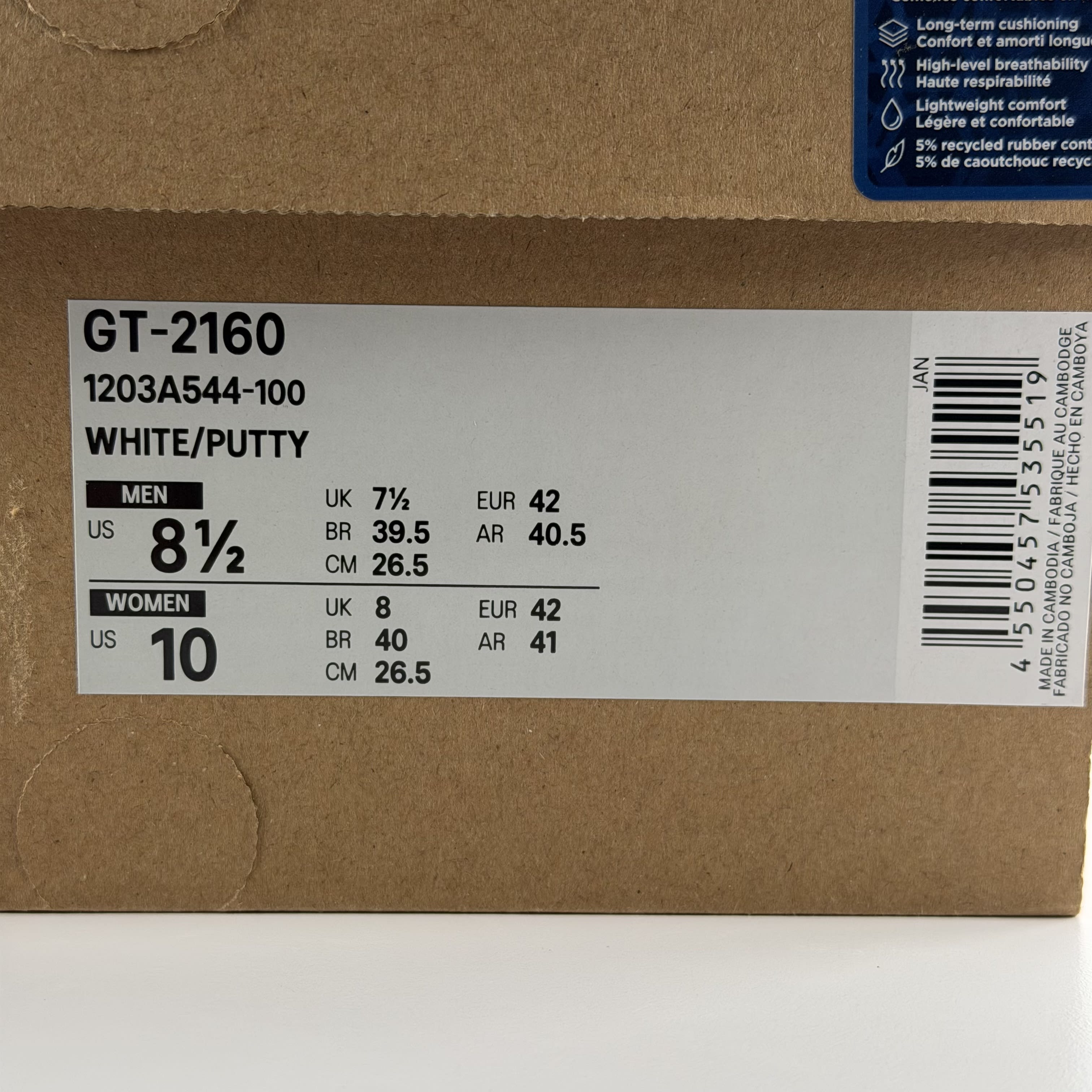 265784 ASICS GT-2160 White Putty