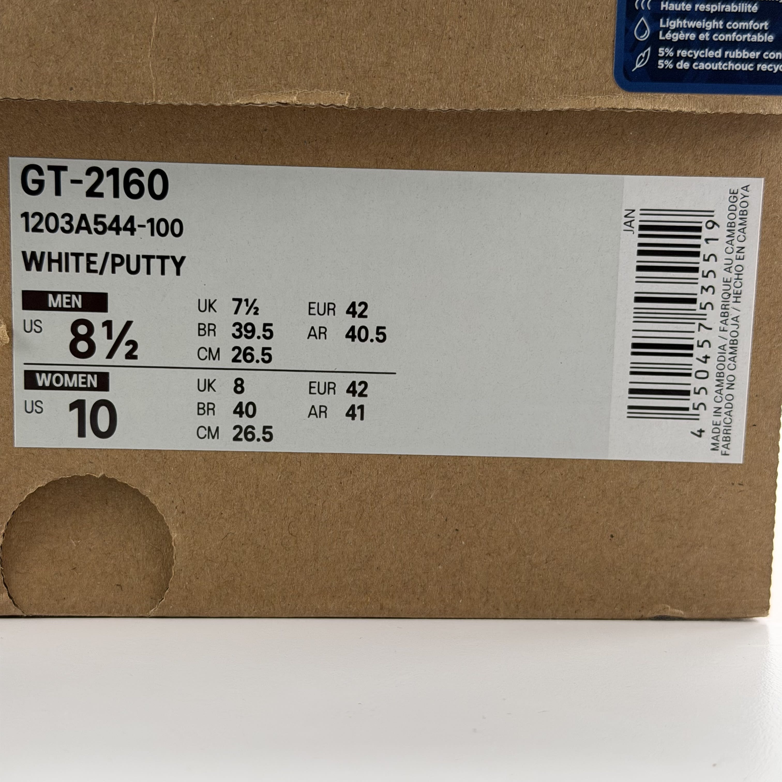 610621 ASICS GT-2160 White Putty