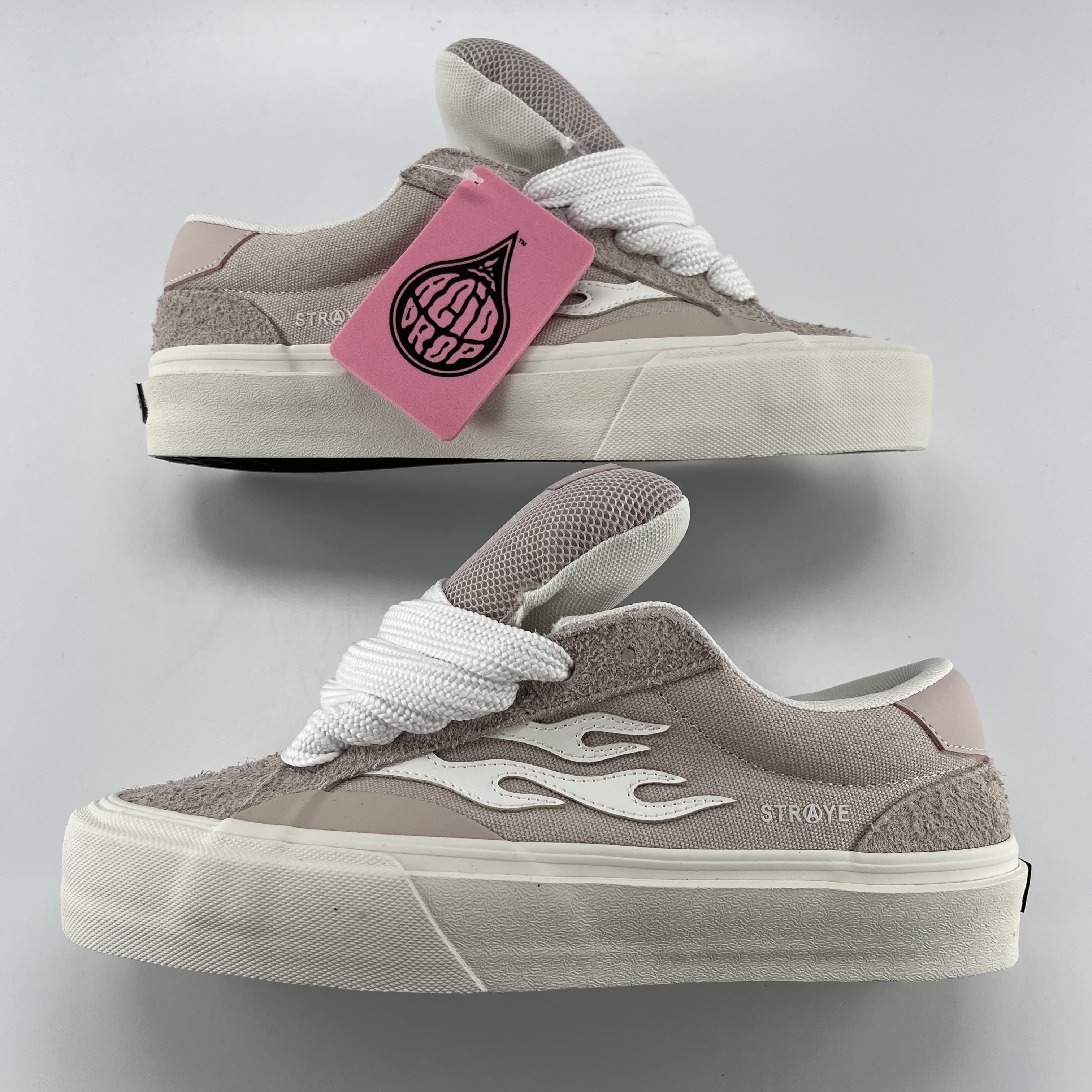 SP2889 Straye Logan Puff Skate Shoes Dusty Pink/White
