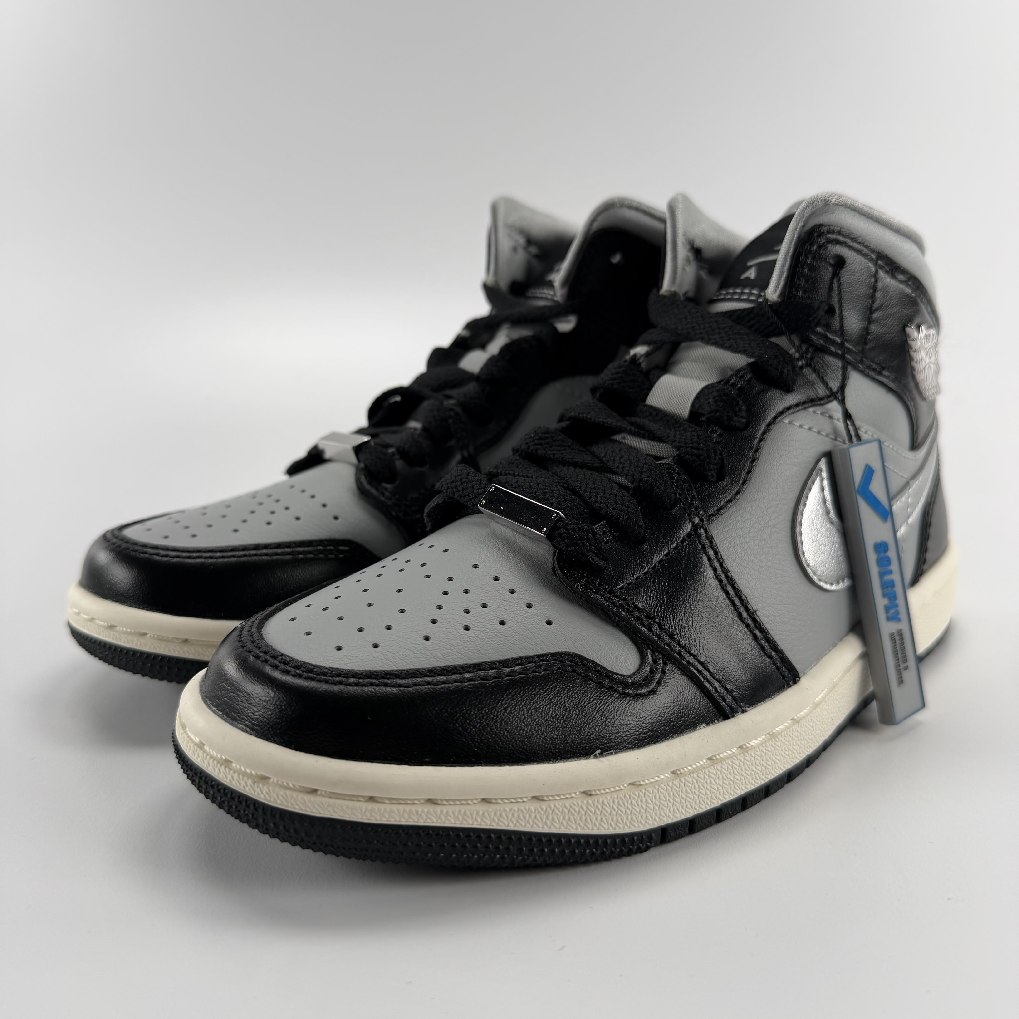 340825 Jordan 1 Mid SE Black Metallic Silver (Women's)