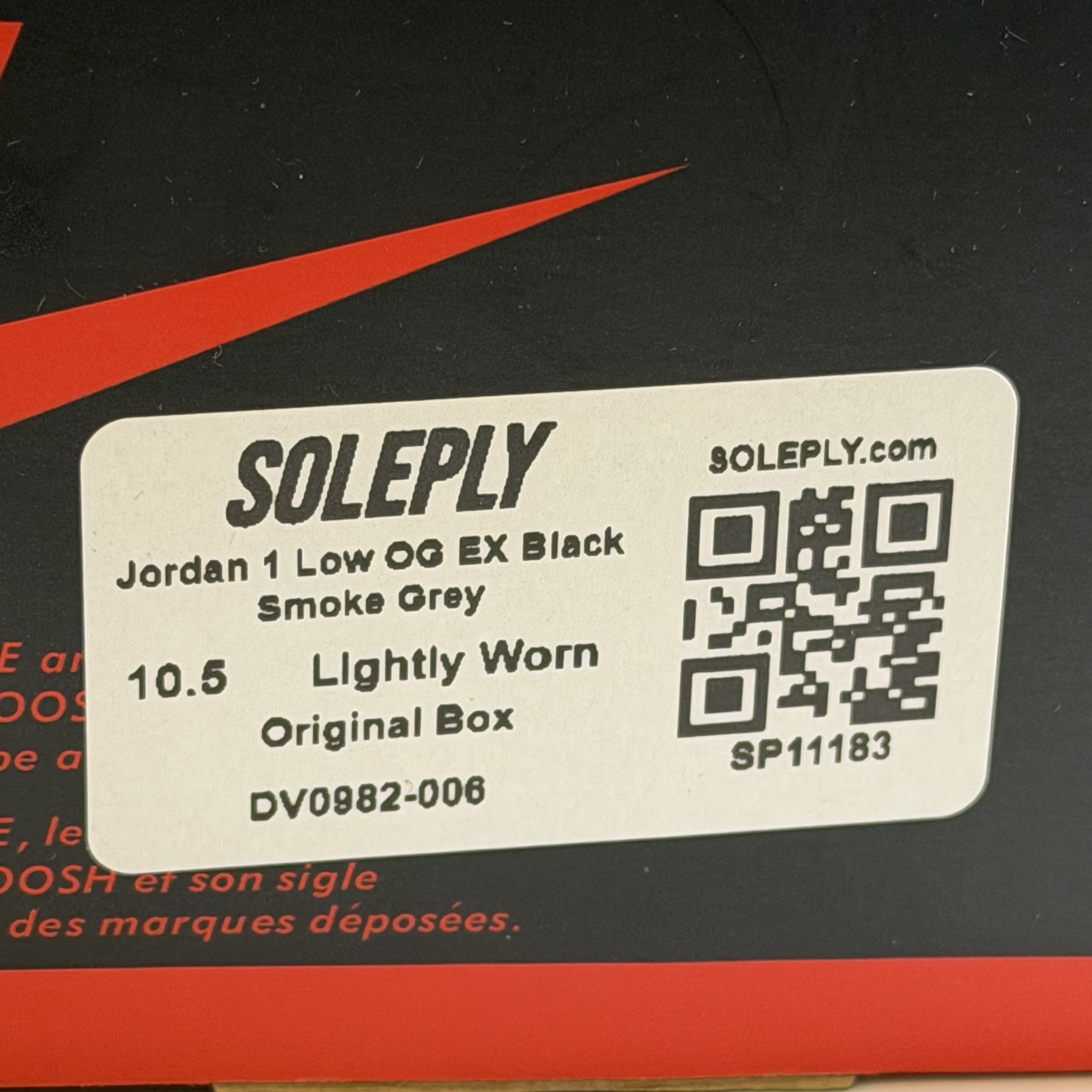 SP11183 Jordan 1 Low OG EX Black Smoke Grey