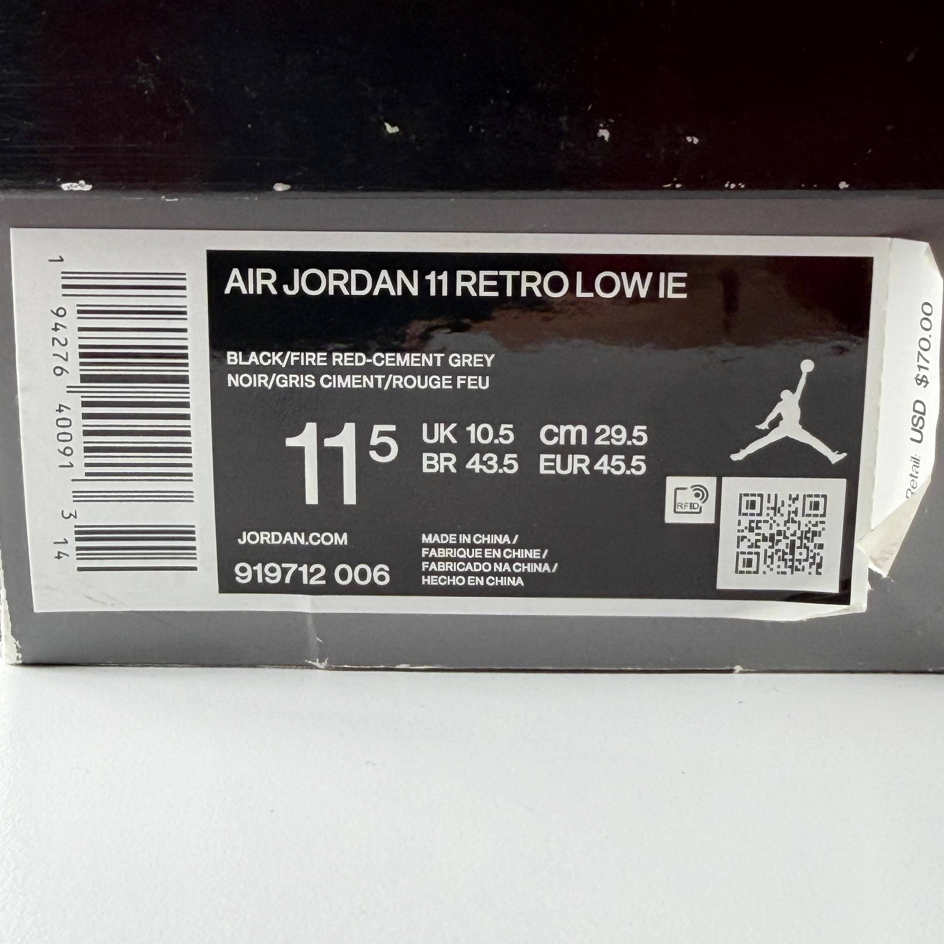 644324 Jordan 11 Retro Low IE Black Cement